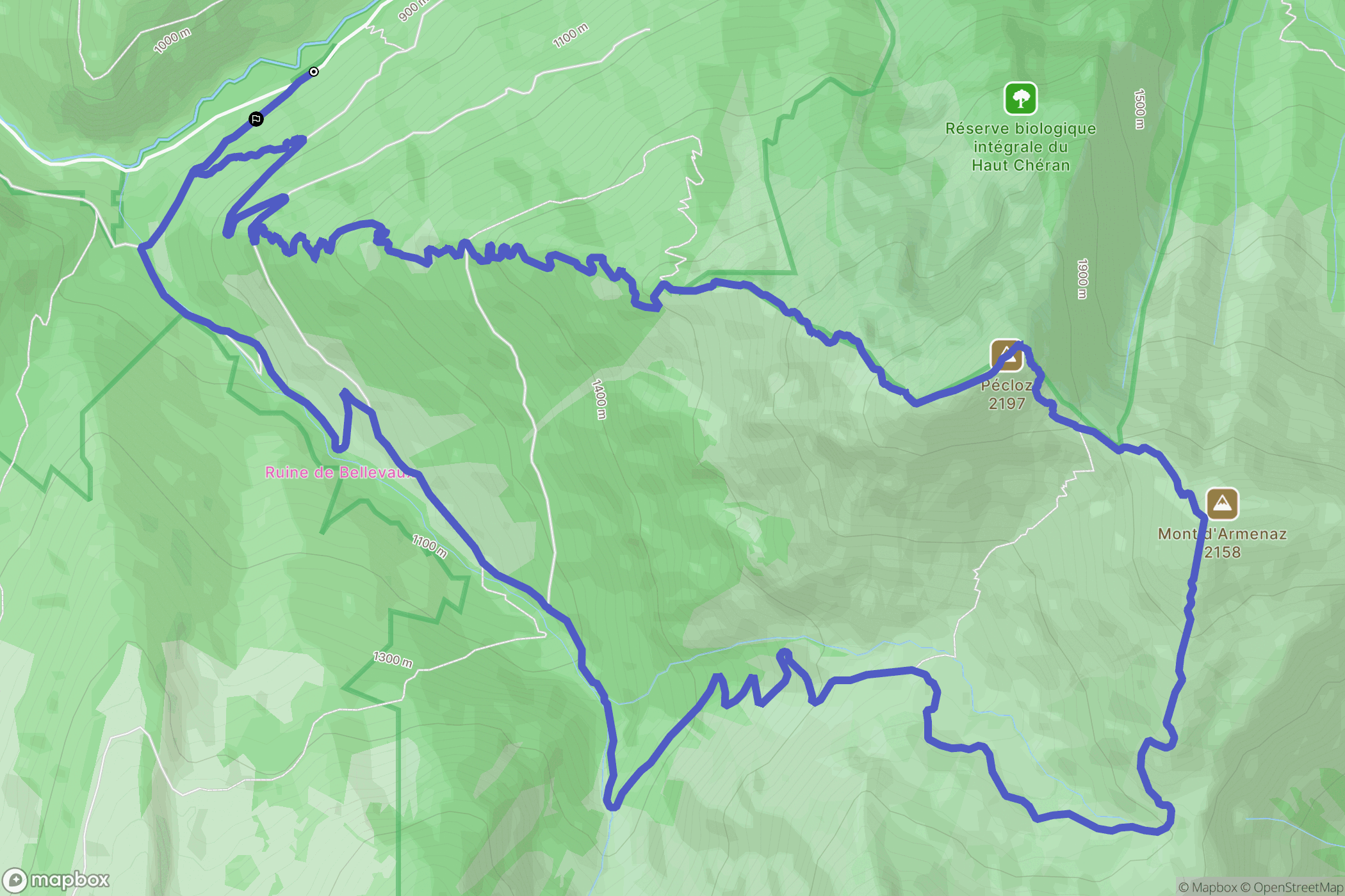 École : carte du parcours de randonnée - France