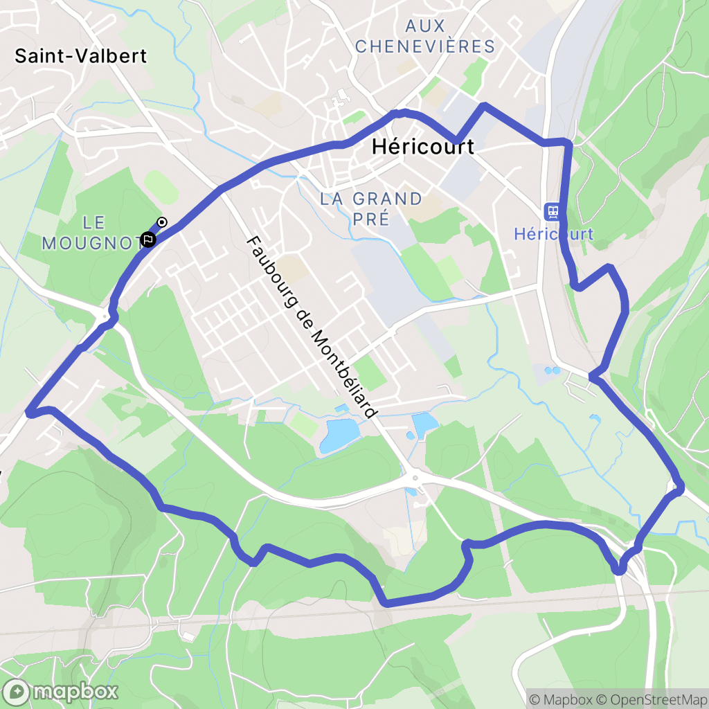 Héricourt : carte du parcours de randonnée - France