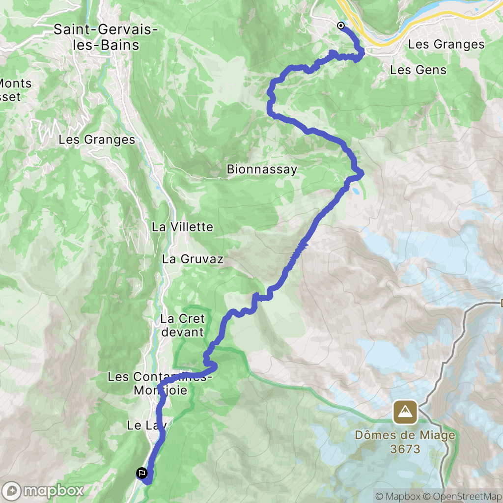 Les Houches : carte du parcours de randonnée - France
