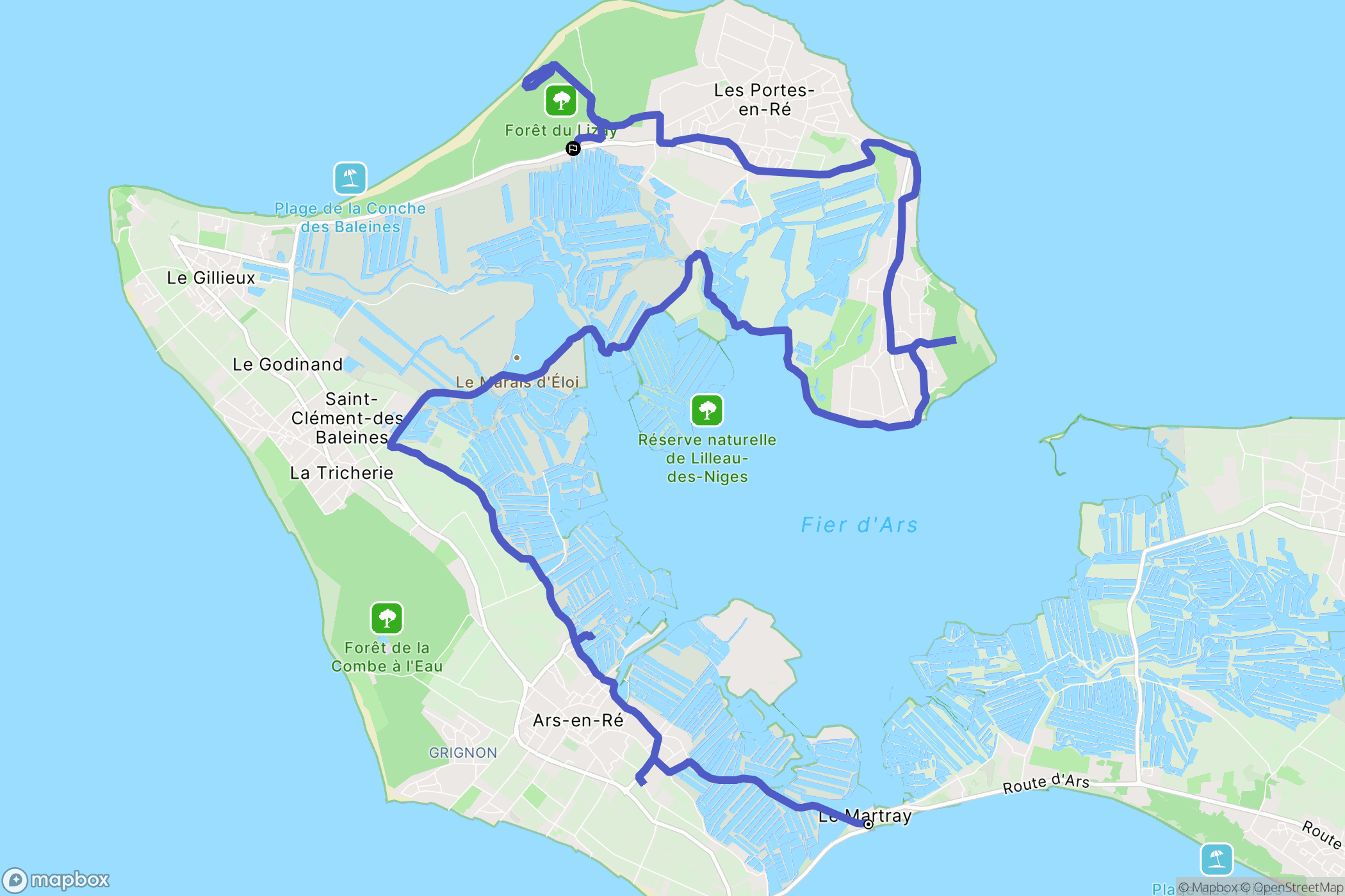 Ars-en-Ré : carte du parcours de randonnée - France