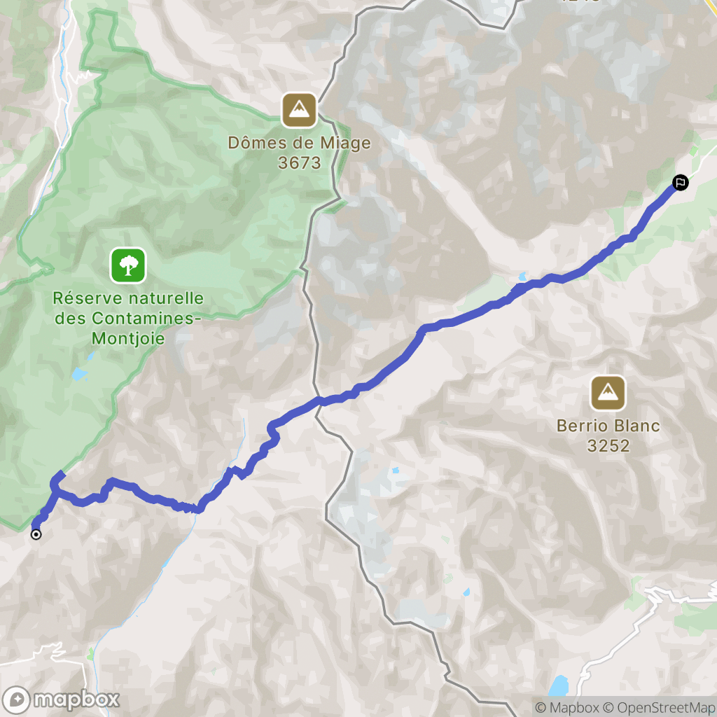 Refuge du Col de la Croix du Bonhomme, Bourg-Saint-Maurice : carte du parcours de randonnée - France
