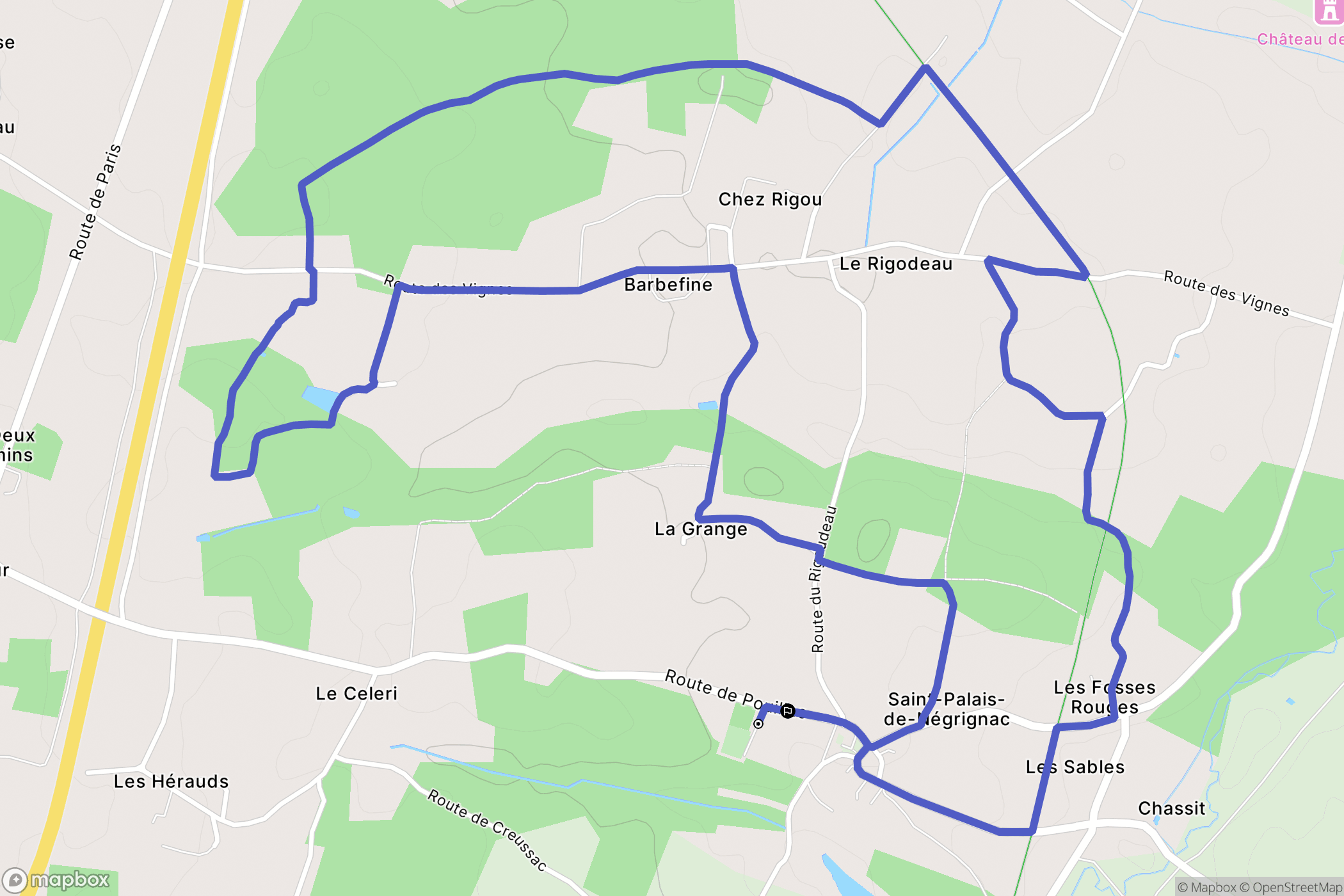 Saint-Palais-de-Négrignac : carte du parcours de randonnée - France
