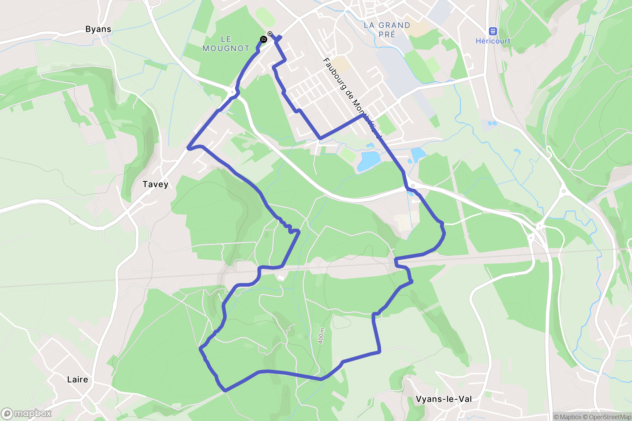 Héricourt : carte du parcours de randonnée - France