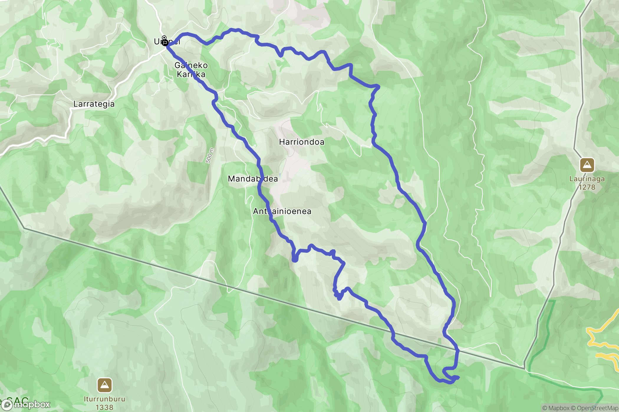 Urepel : carte du parcours de randonnée - France