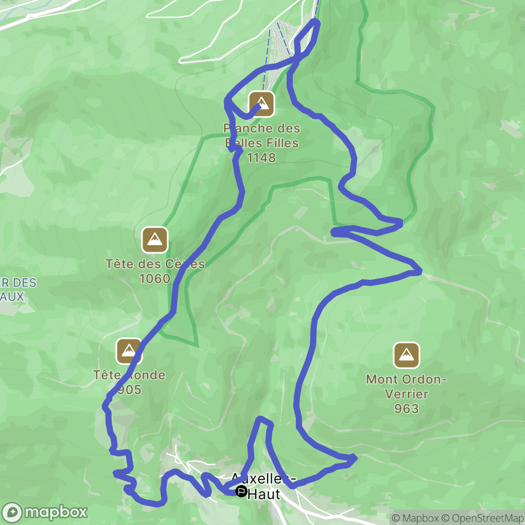 Auxelles-Haut : carte du parcours de randonnée - France
