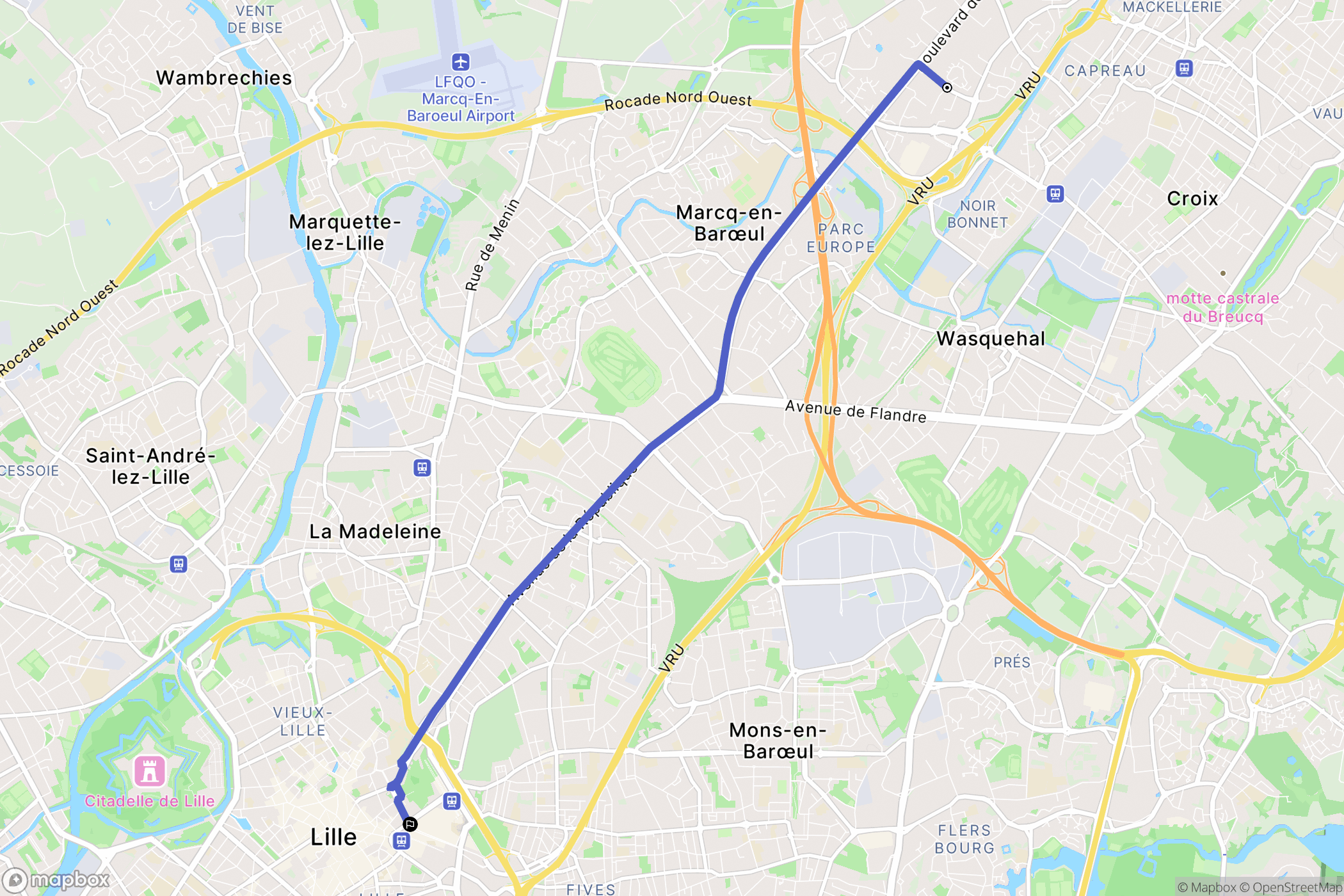 Wasquehal : carte du parcours de randonnée - France