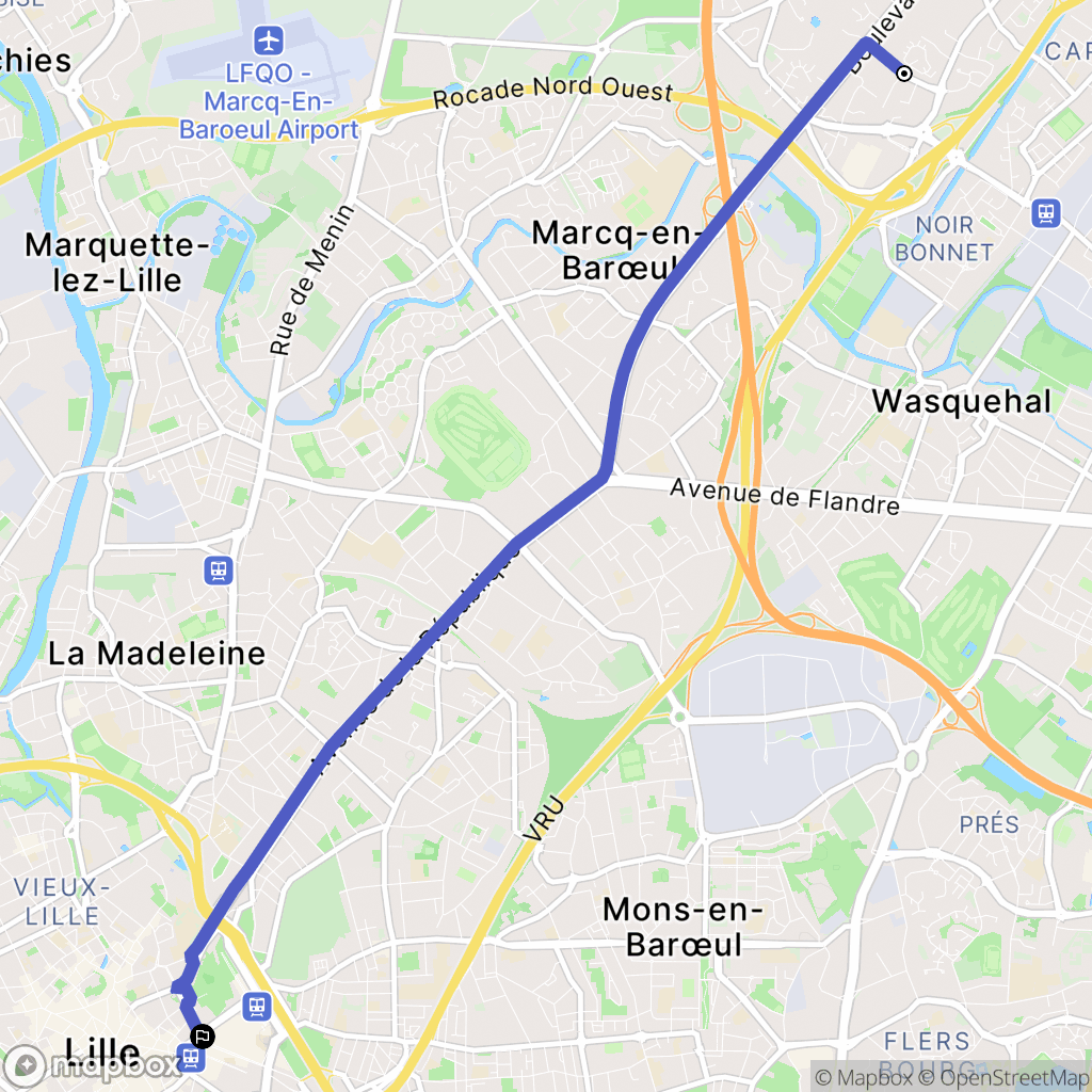 Wasquehal : carte du parcours de randonnée - France