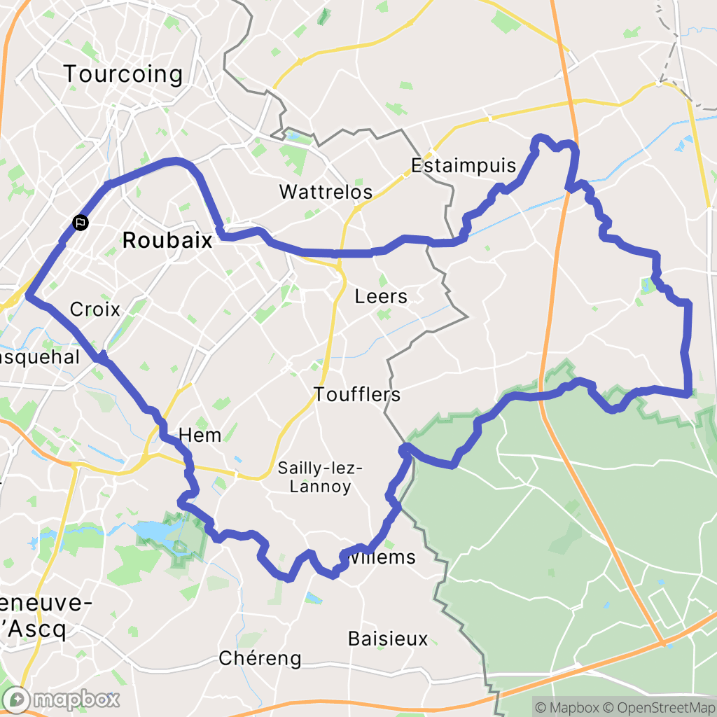 Tourcoing : carte du parcours de randonnée - France