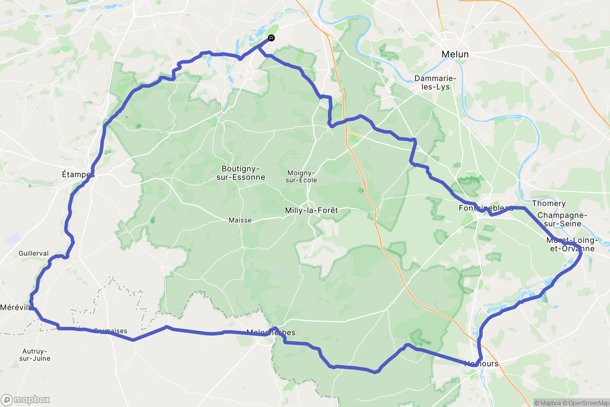 Mennecy : carte du parcours de randonnée - France