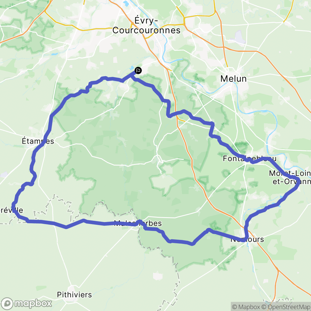 Mennecy : carte du parcours de randonnée - France