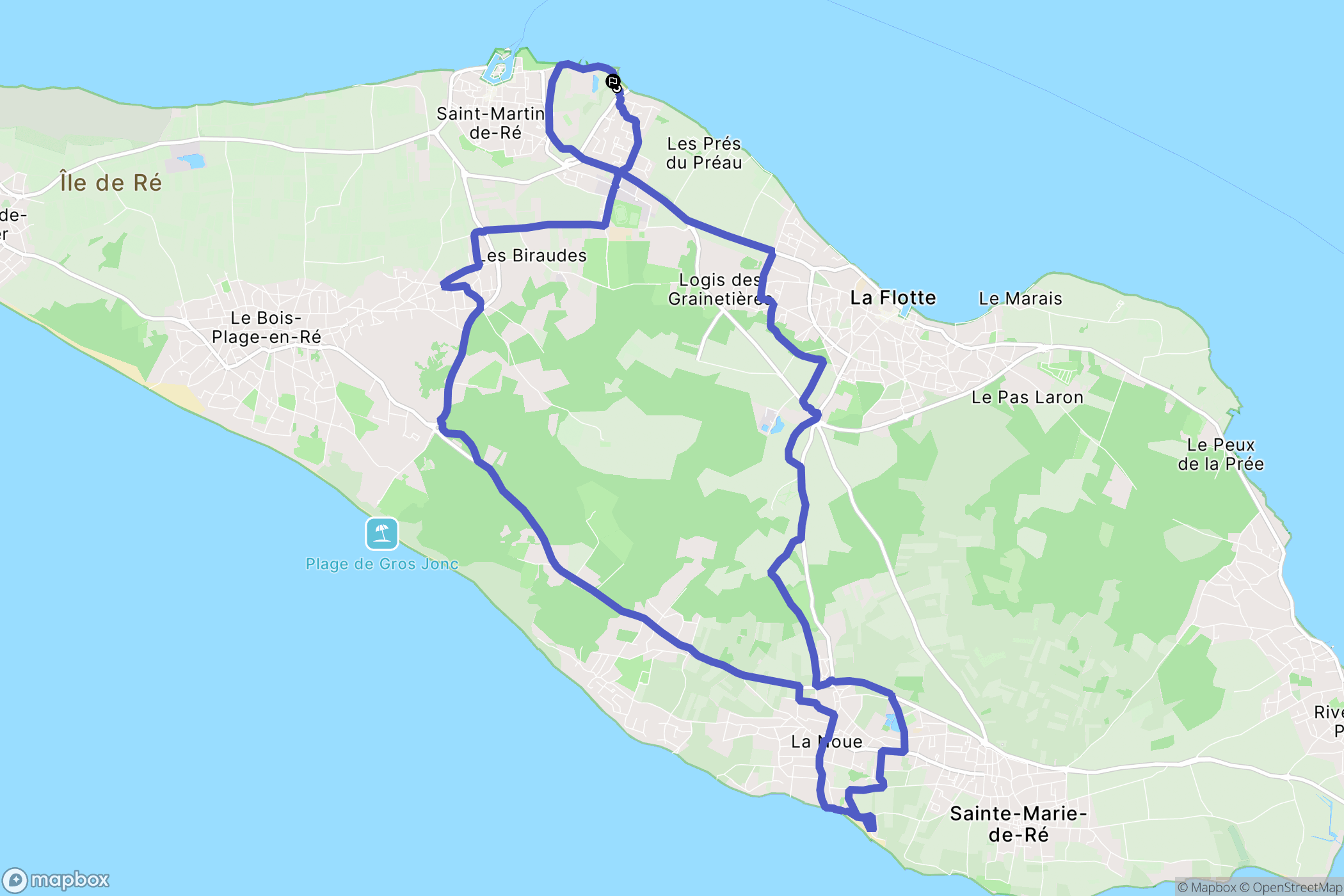 Saint-Martin-de-Ré : carte du parcours de randonnée - France