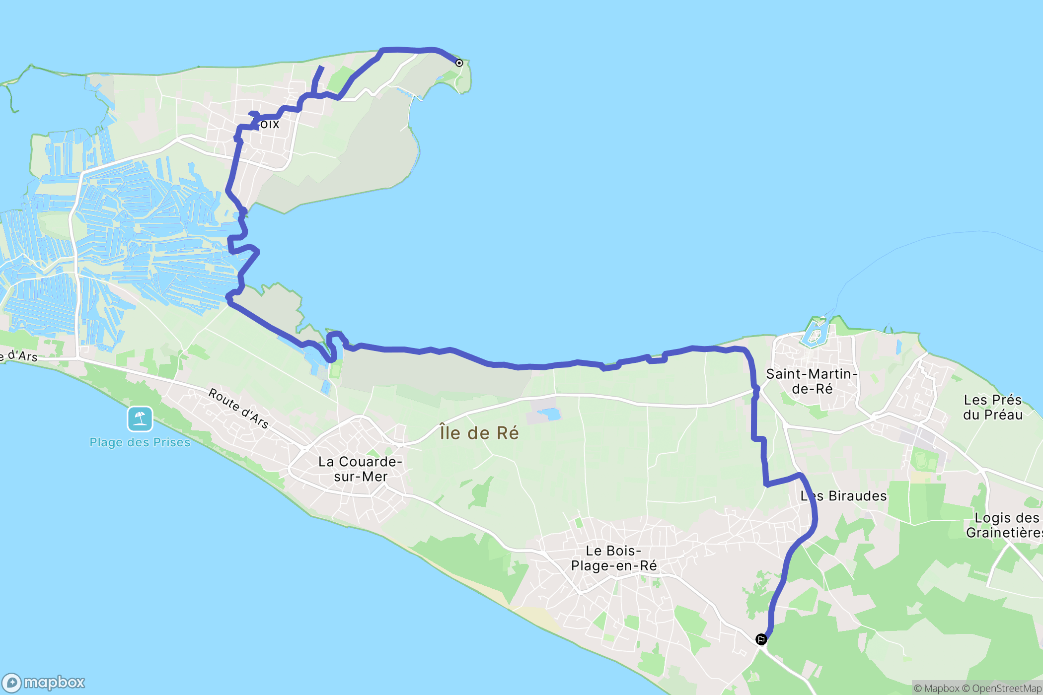 Loix : carte du parcours de randonnée - France