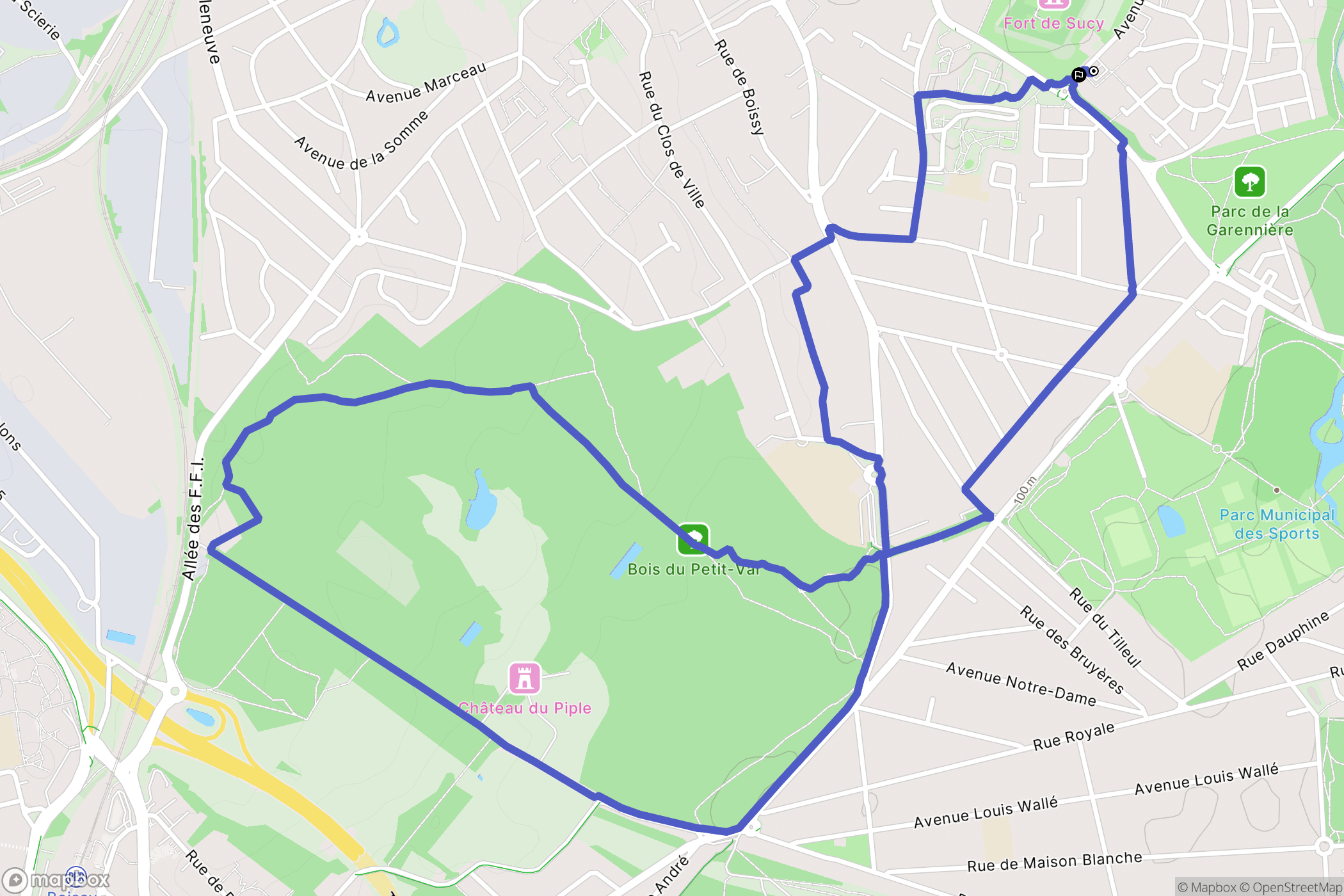 Sucy-en-Brie : carte du parcours de randonnée - France