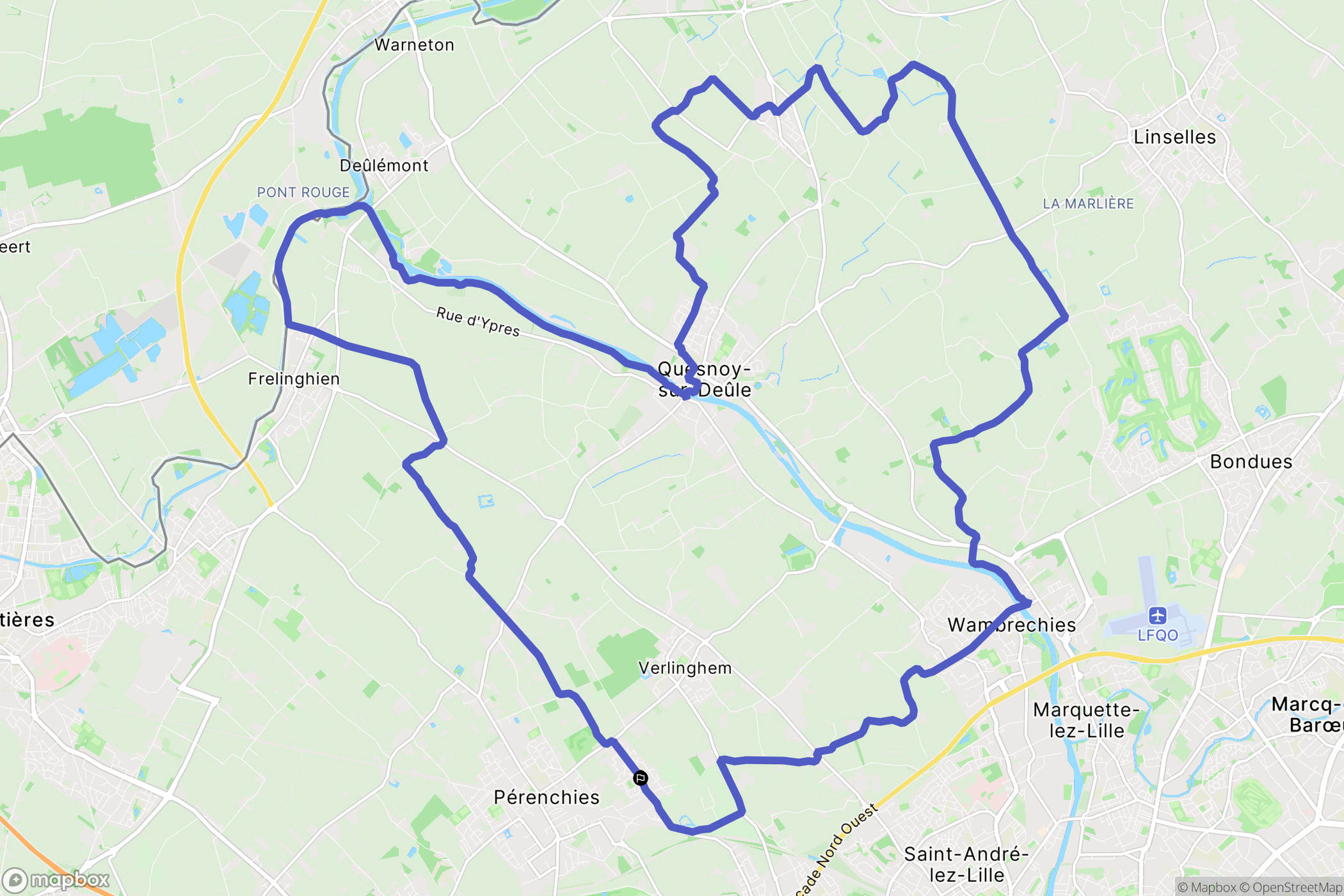 Lompret : carte du parcours de randonnée - France