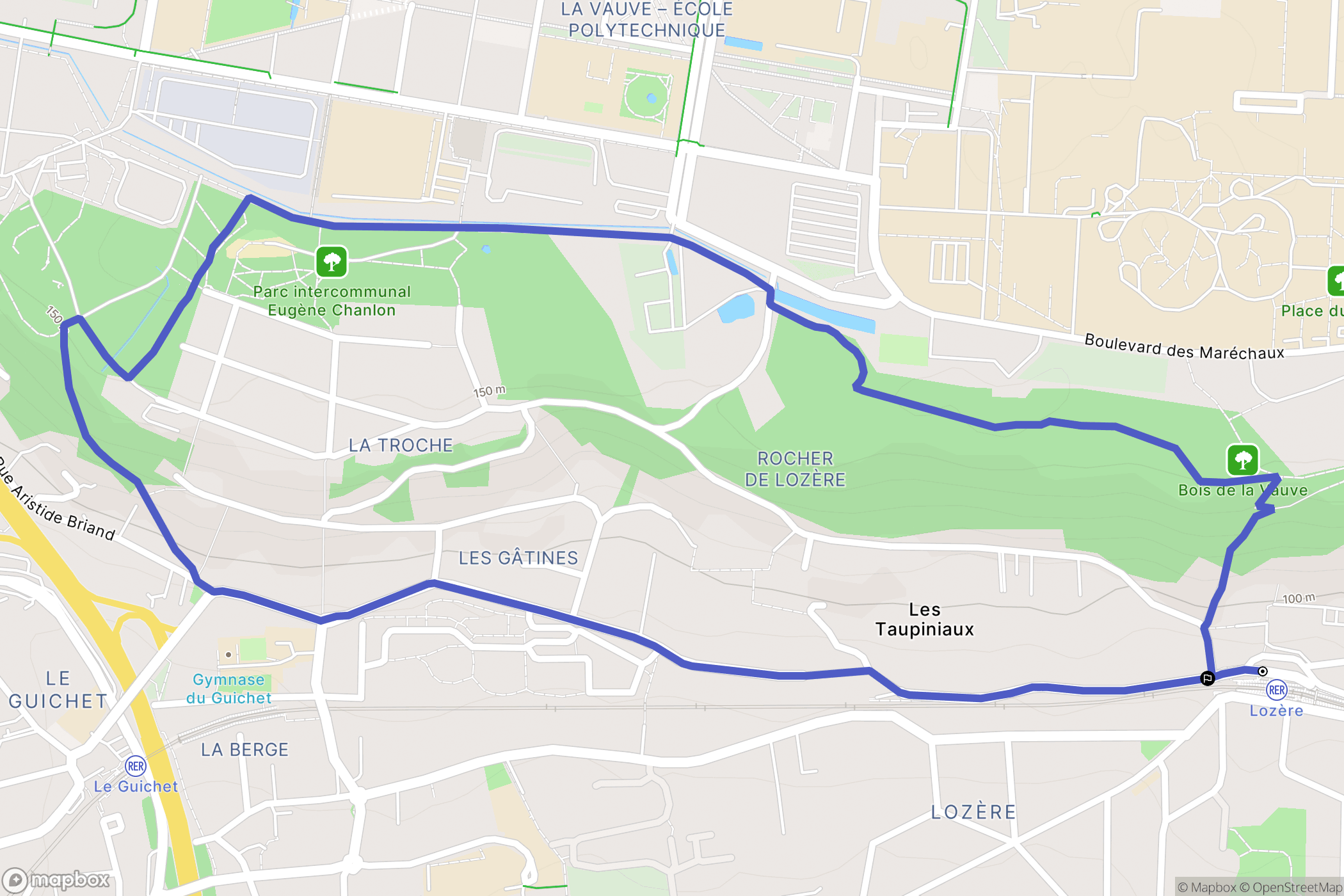 Palaiseau : carte du parcours de randonnée - France