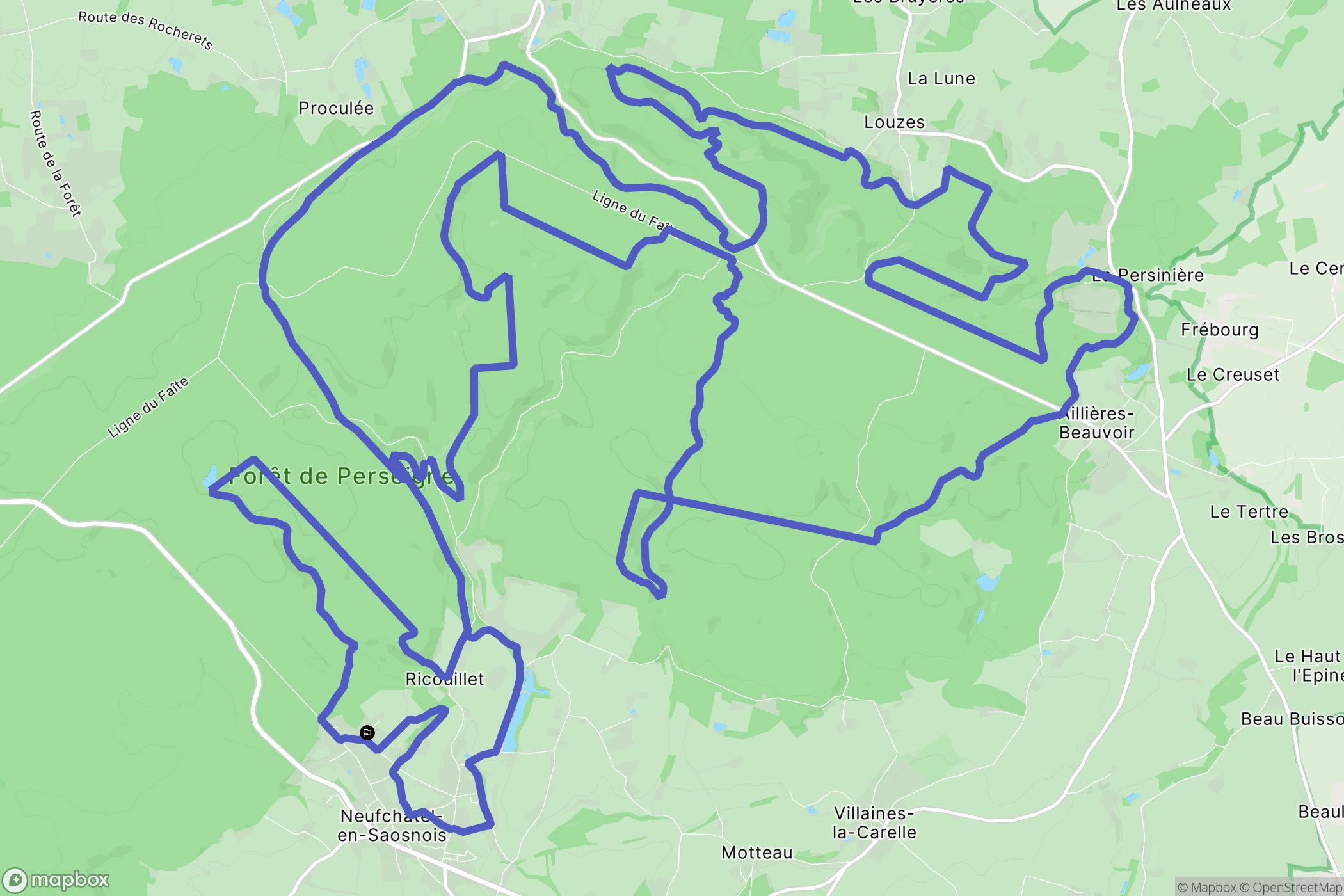 Neufchâtel-en-Saosnois : carte du parcours de randonnée - France