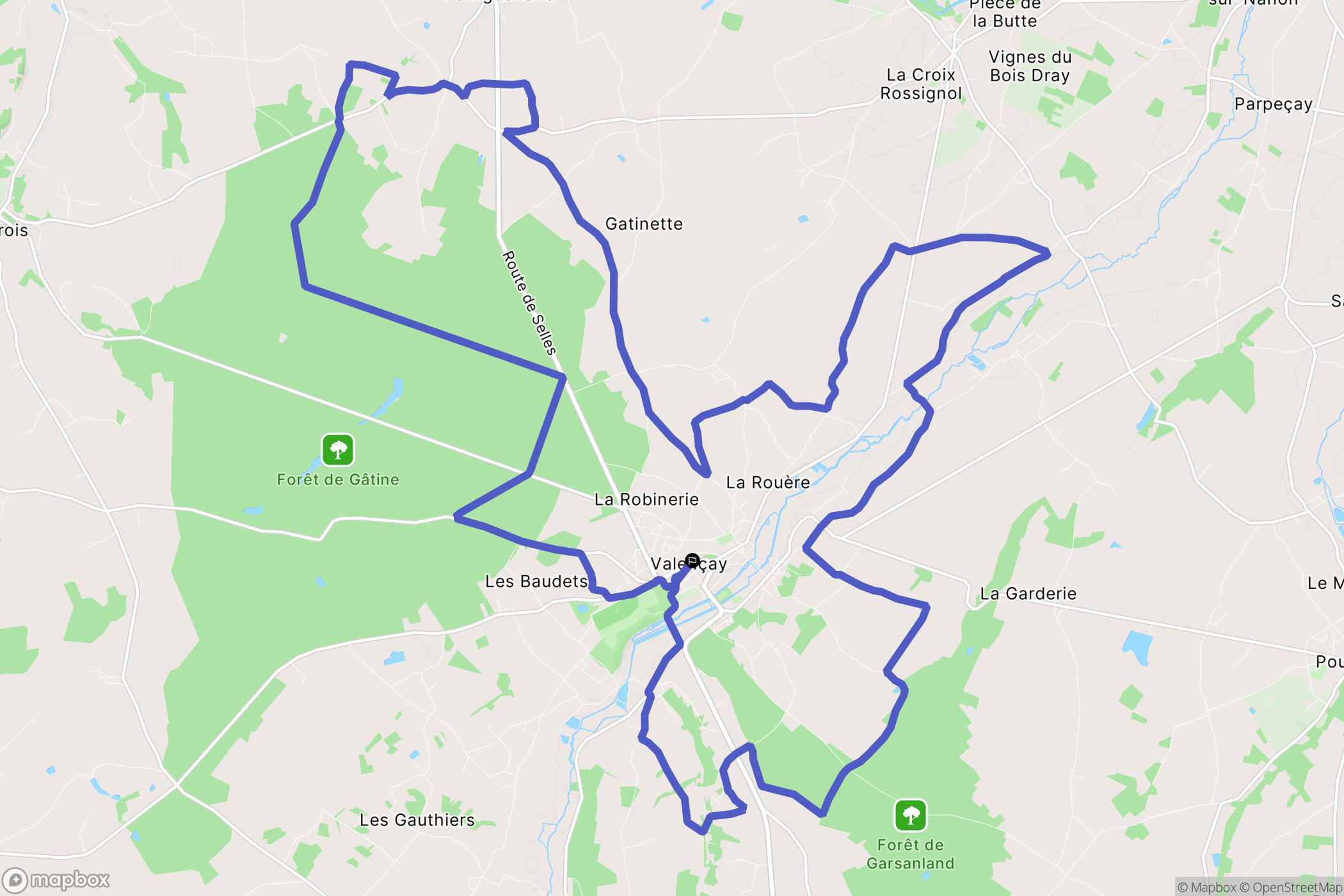 Valençay : carte du parcours de randonnée - France
