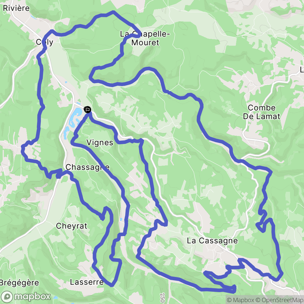 La Cassagne : carte du parcours de randonnée - France