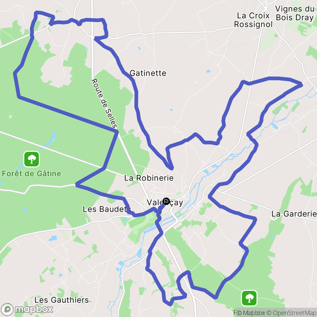 Valençay : carte du parcours de randonnée - France