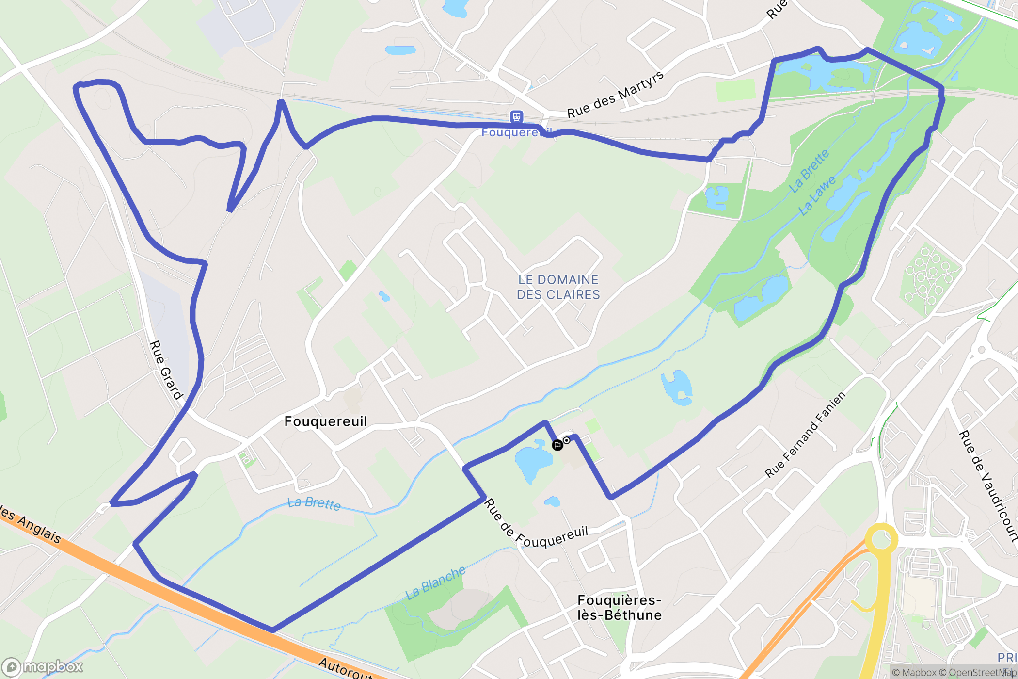 Béthune : carte du parcours de randonnée - France