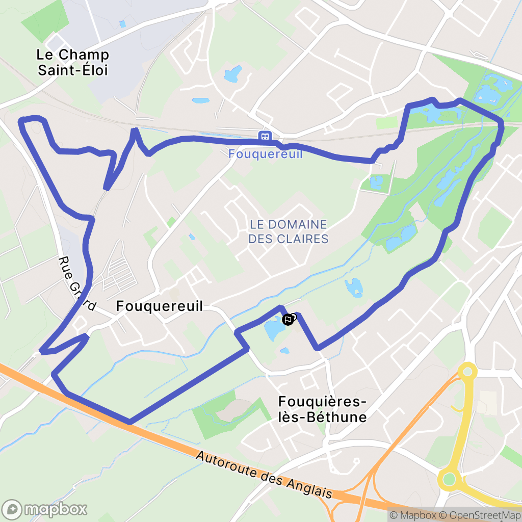 Béthune : carte du parcours de randonnée - France
