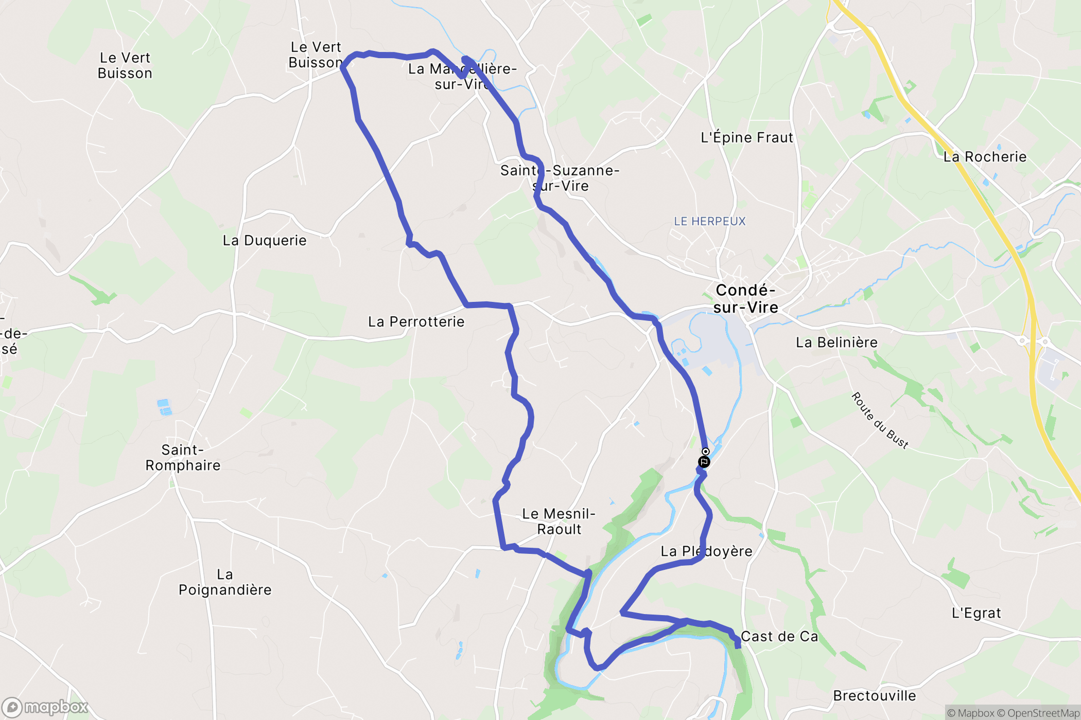 Condé-sur-Vire : carte du parcours de randonnée - France