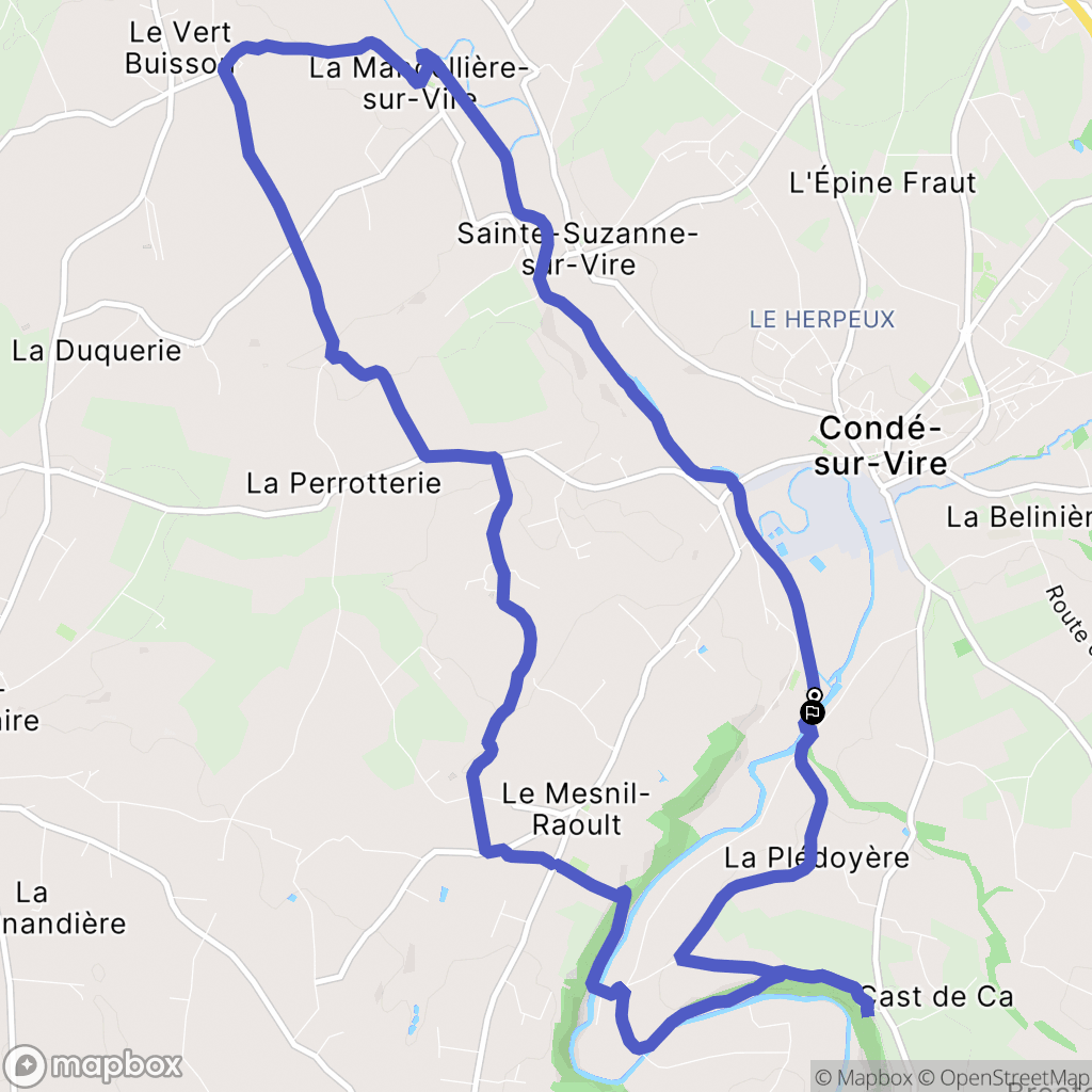 Condé-sur-Vire : carte du parcours de randonnée - France
