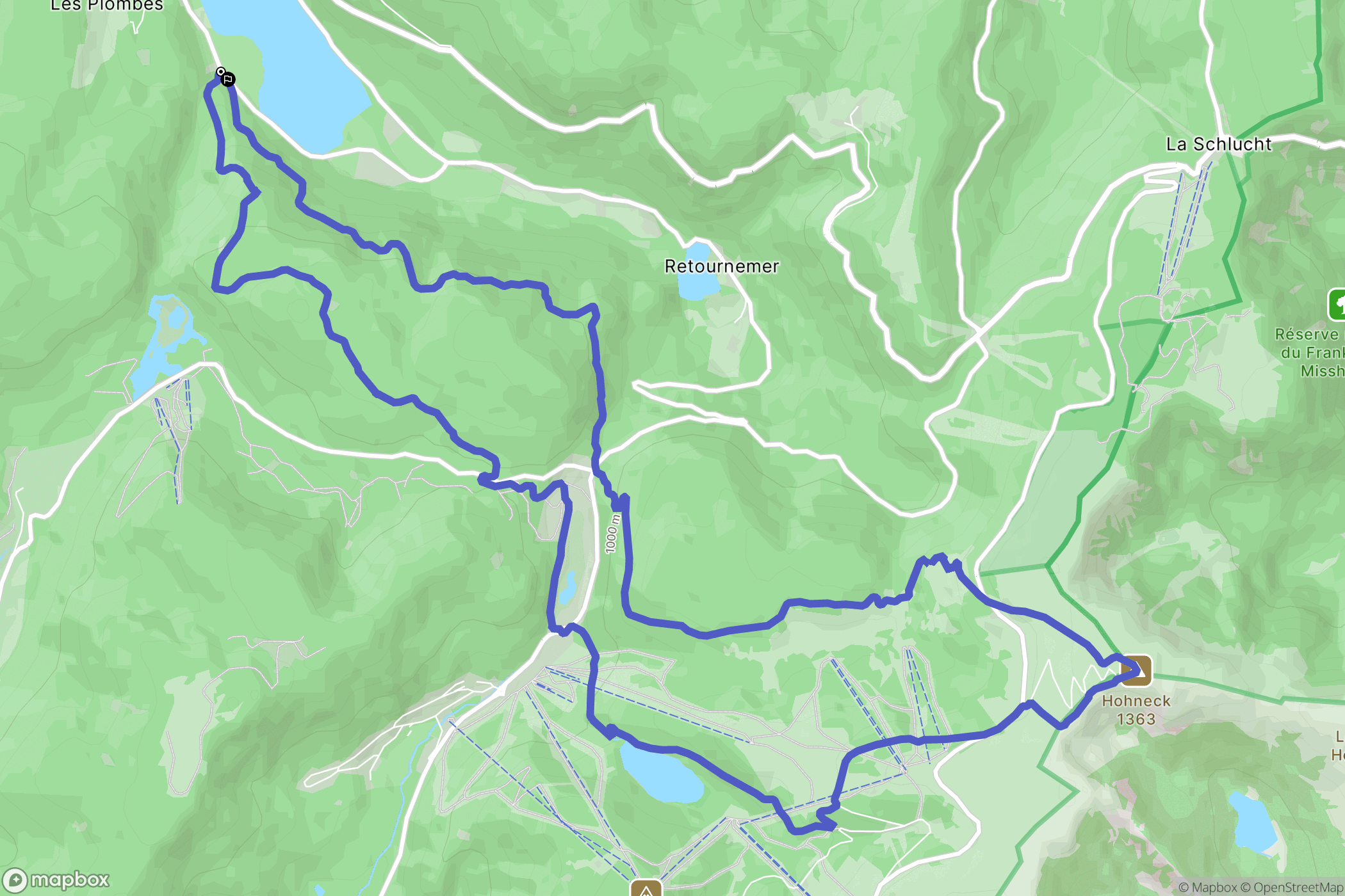 Xonrupt-Longemer : carte du parcours de randonnée - France
