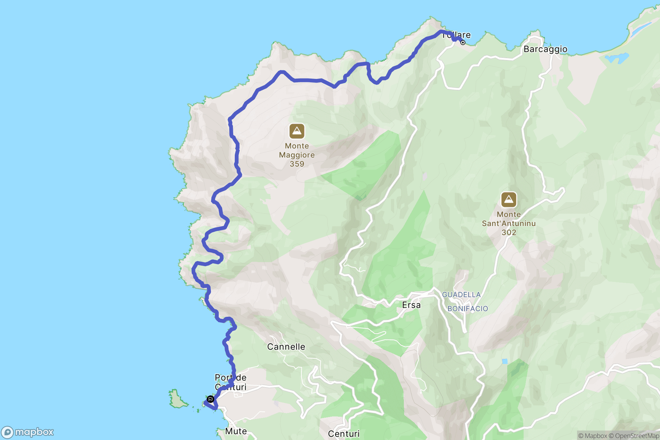 Ersa : carte du parcours de randonnée - France