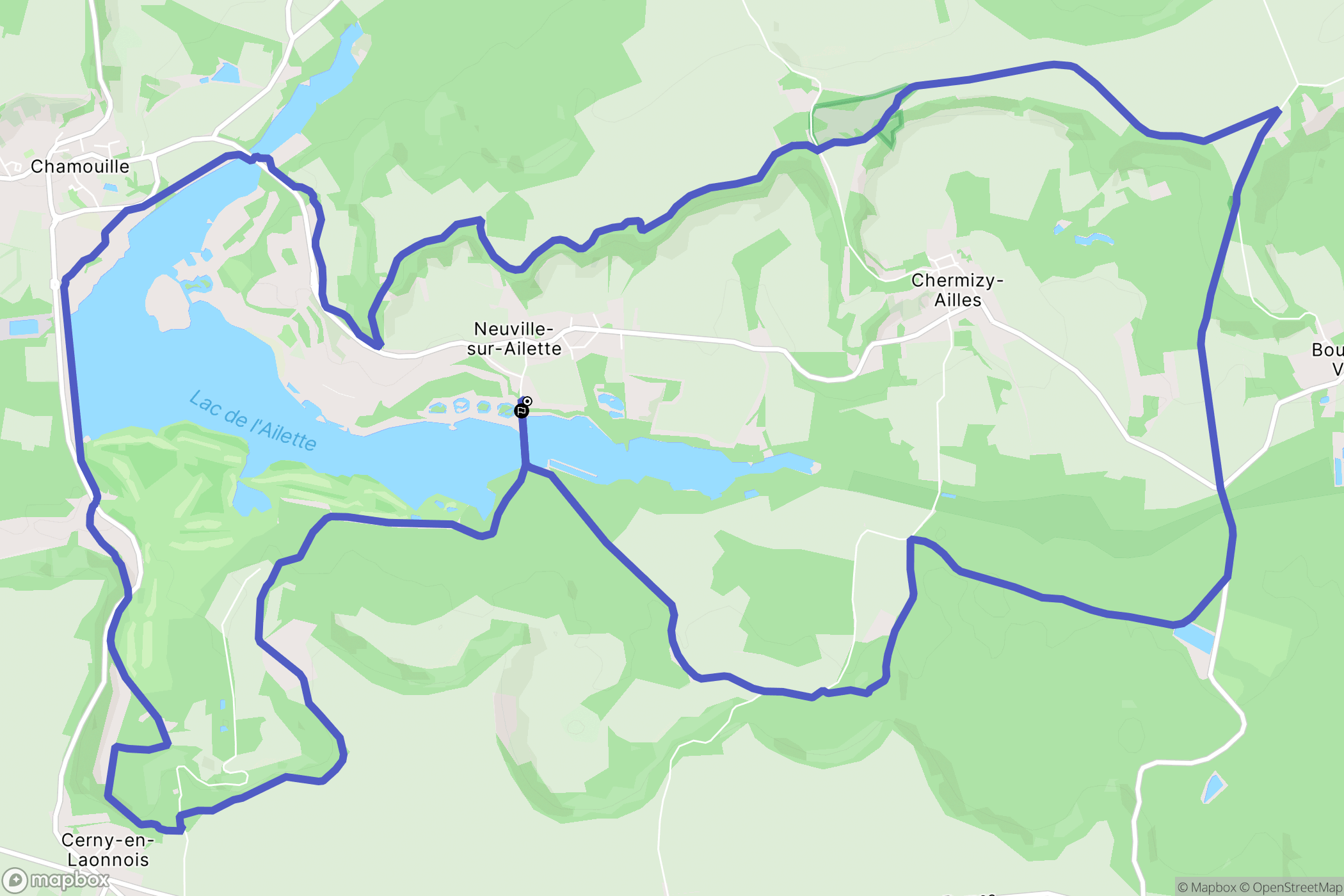 Neuville-sur-Ailette : carte du parcours de randonnée - France