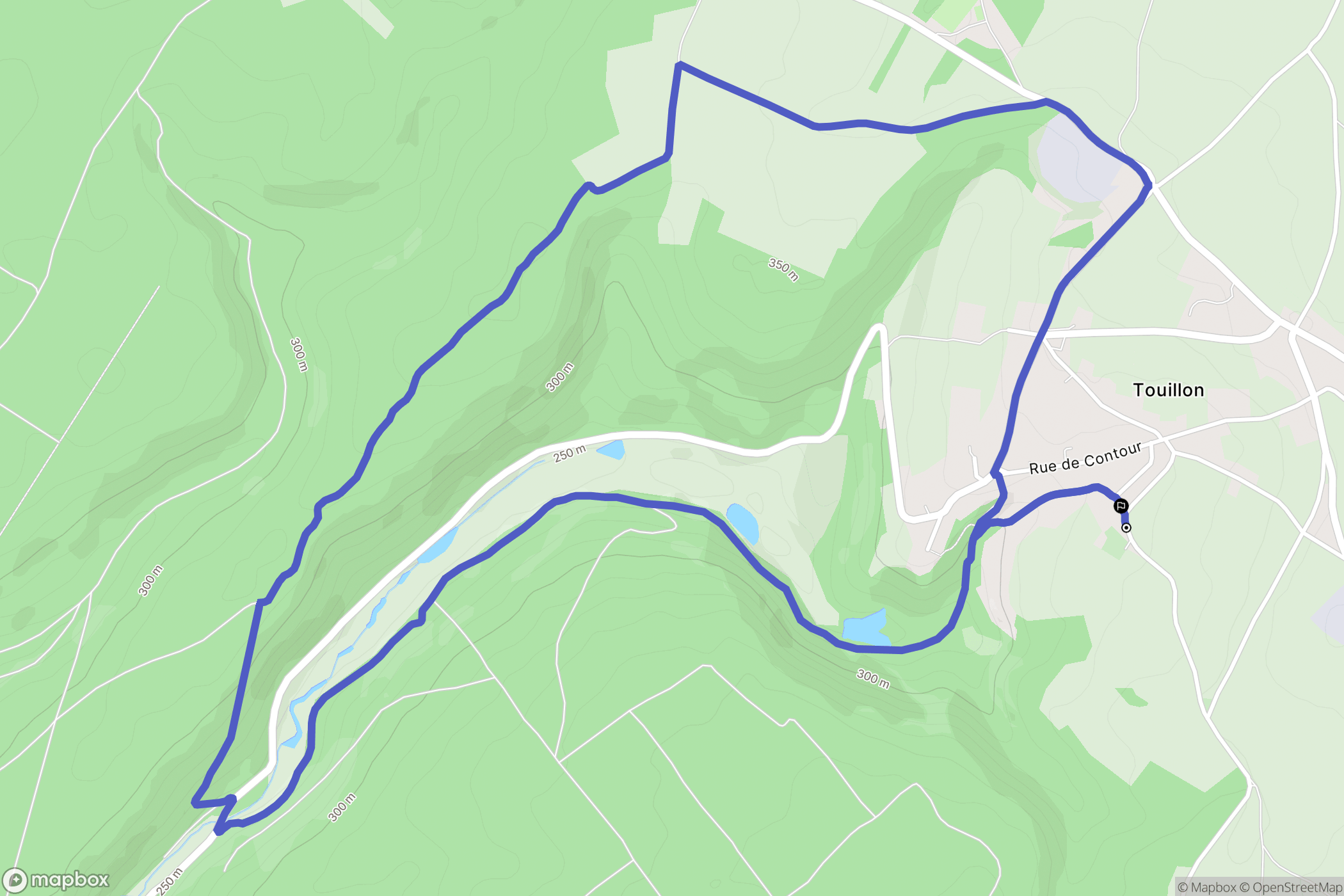 Touillon : carte du parcours de randonnée - France