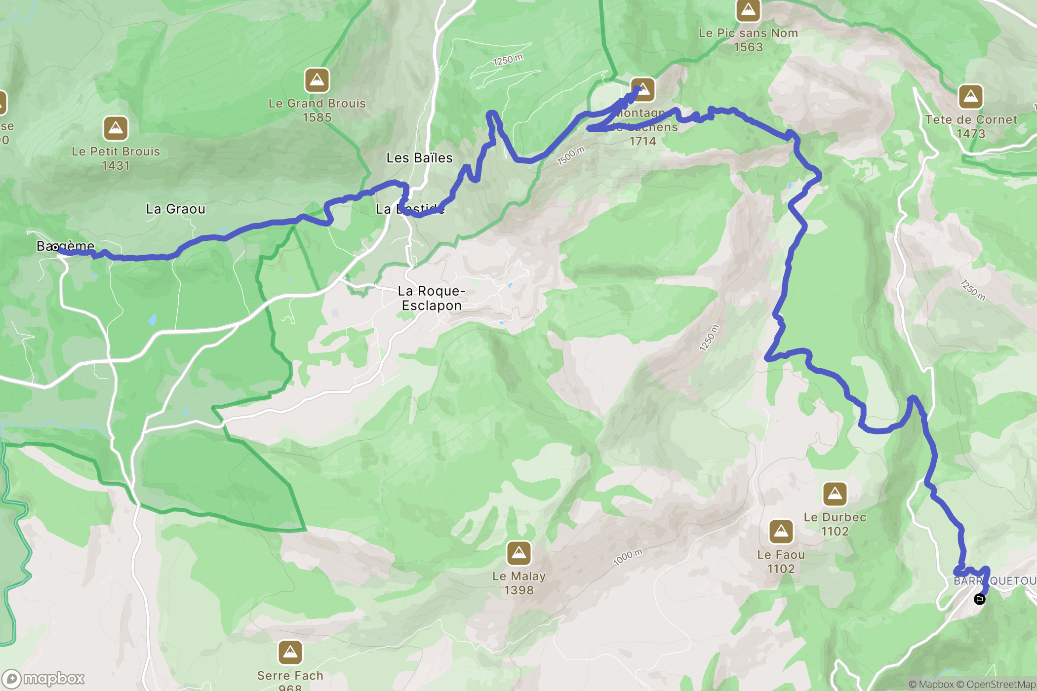 Bargème : carte du parcours de randonnée - France