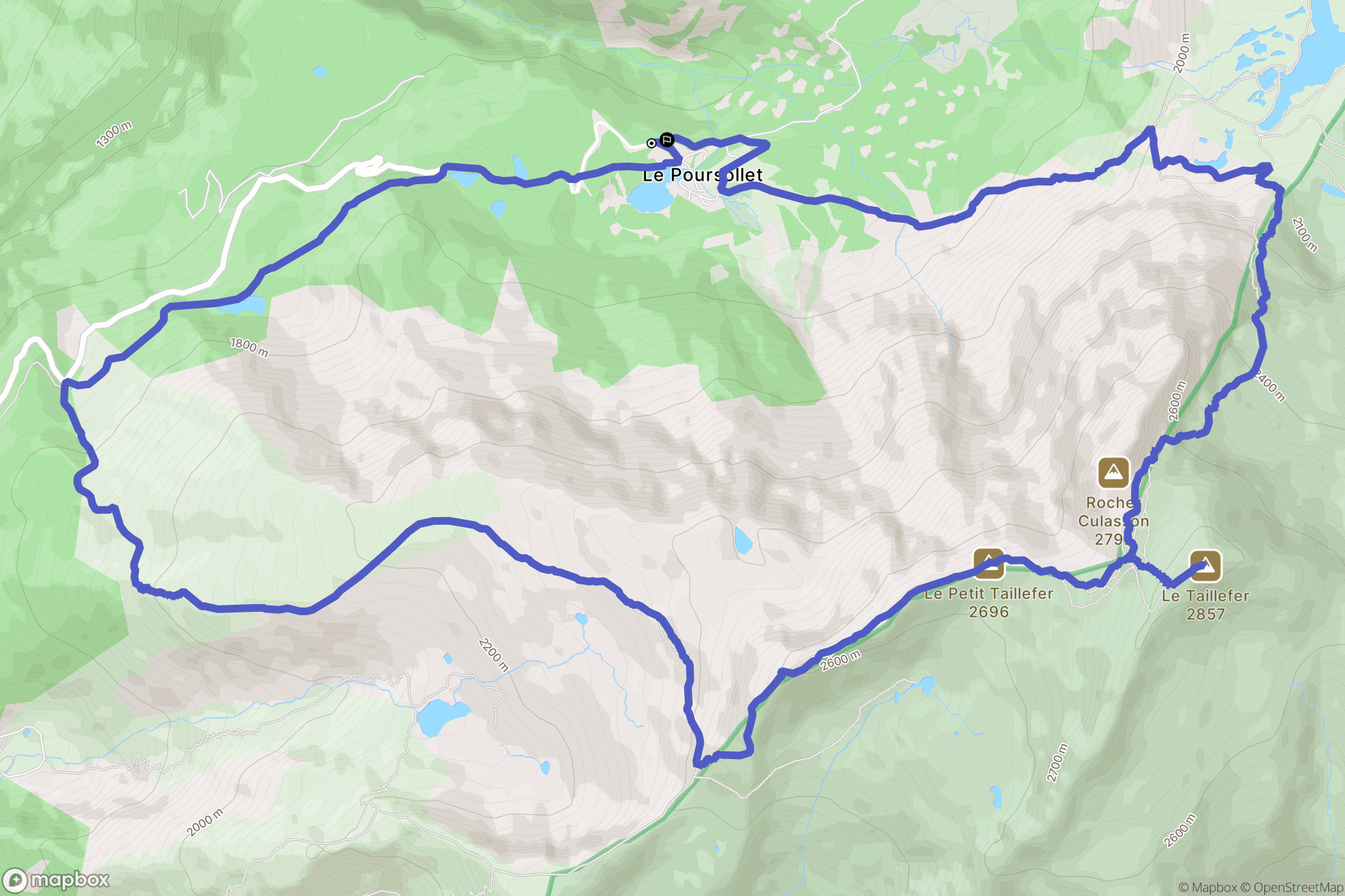 Le Poursollet, Livet-et-Gavet : carte du parcours de randonnée - France