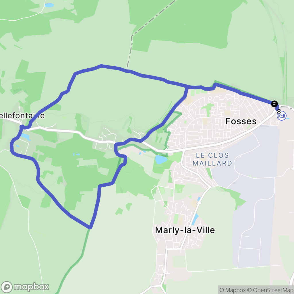 Fosses : carte du parcours de randonnée - France
