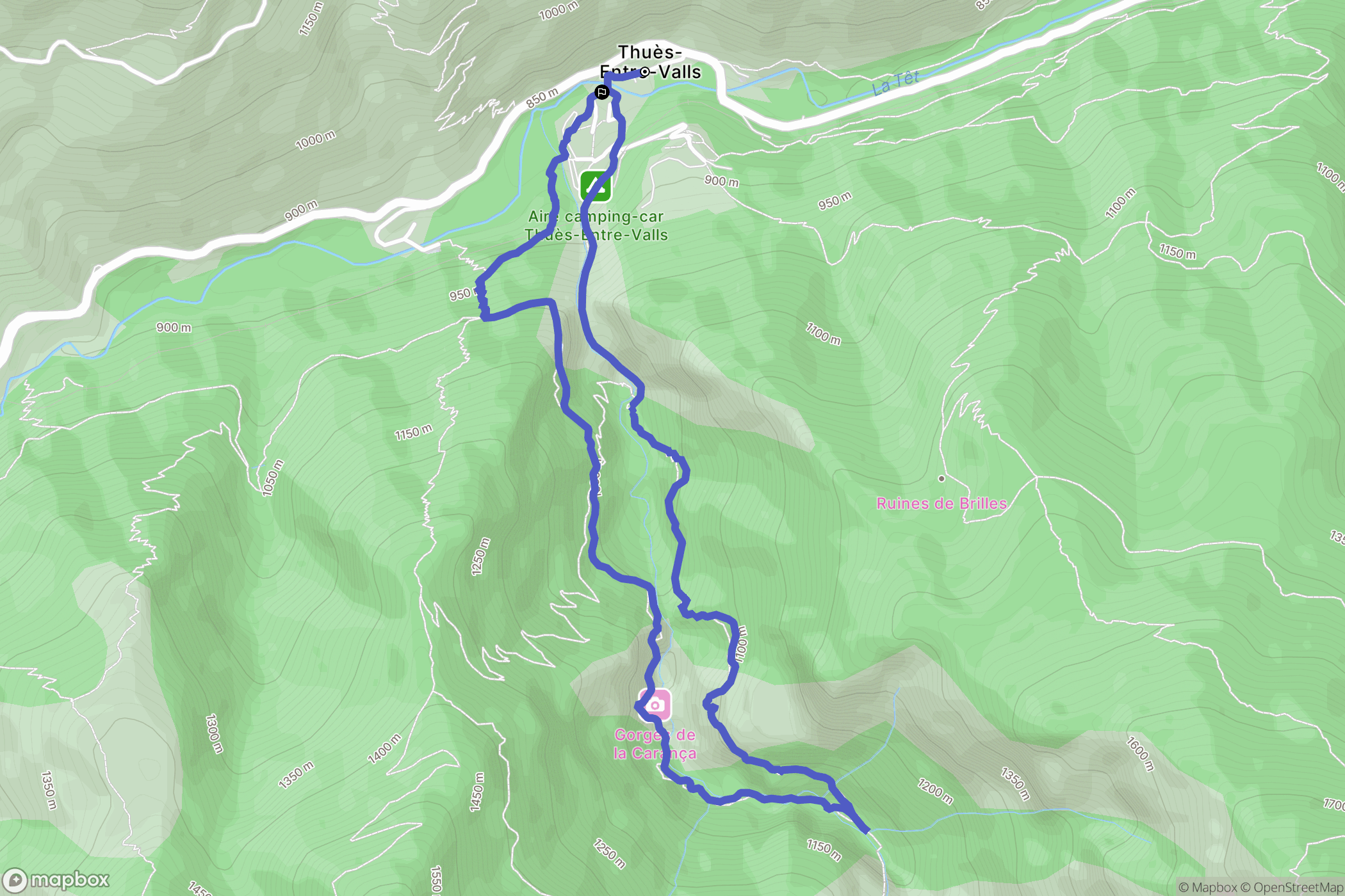 Thuès-Entre-Valls : carte du parcours de randonnée - France