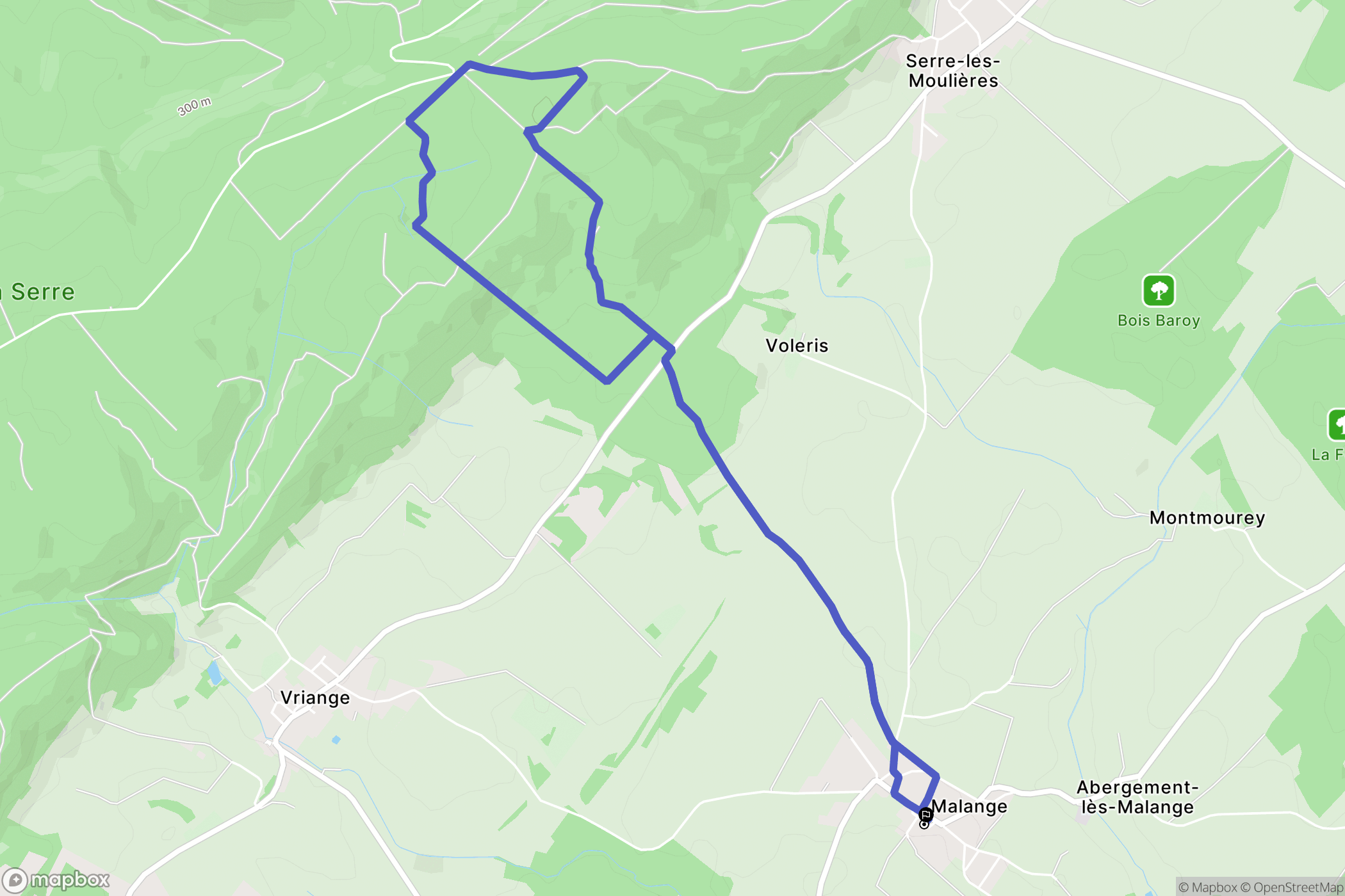Malange : carte du parcours de randonnée - France