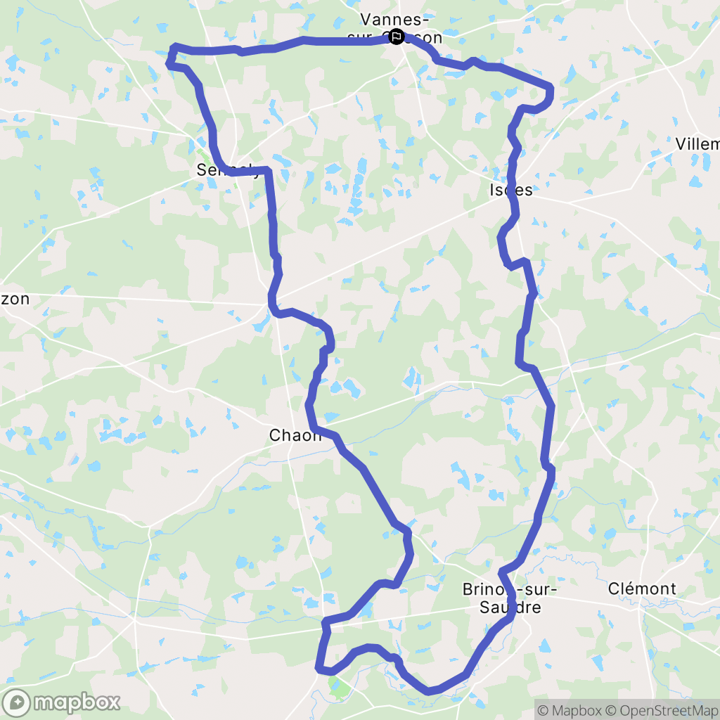 Vannes-sur-Cosson : carte du parcours de randonnée - France