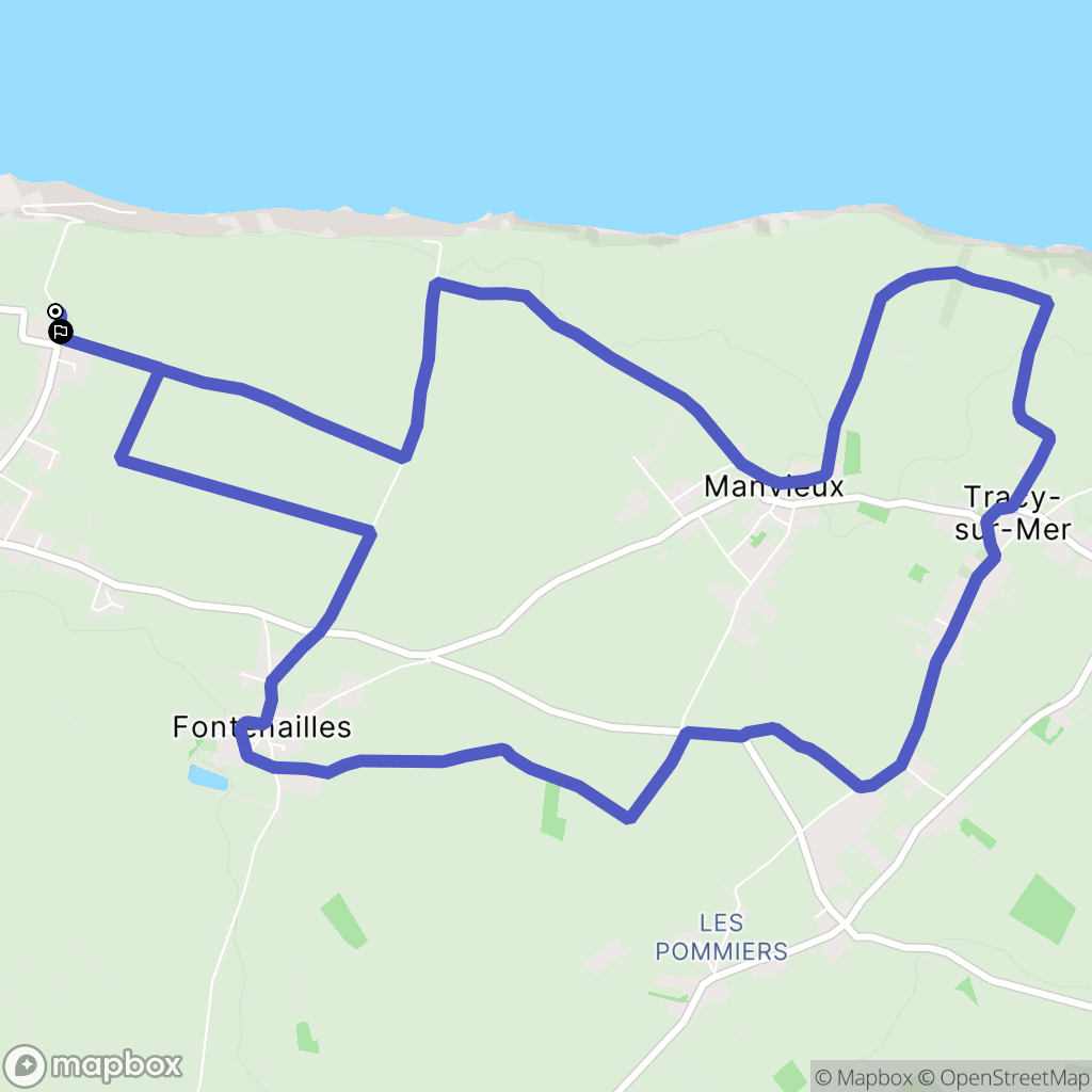 Longues-sur-Mer : carte du parcours de randonnée - France