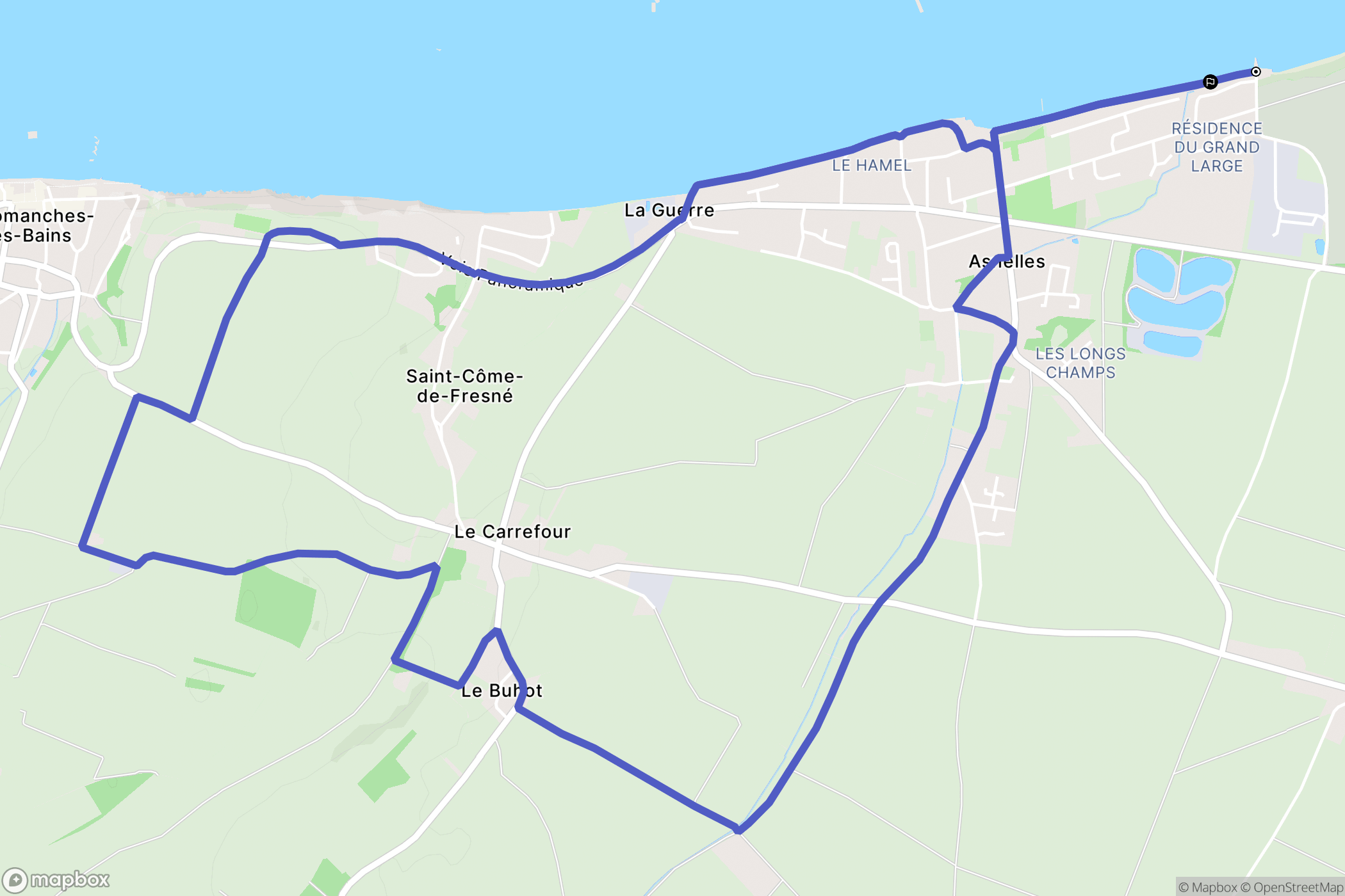 Asnelles : carte du parcours de randonnée - France