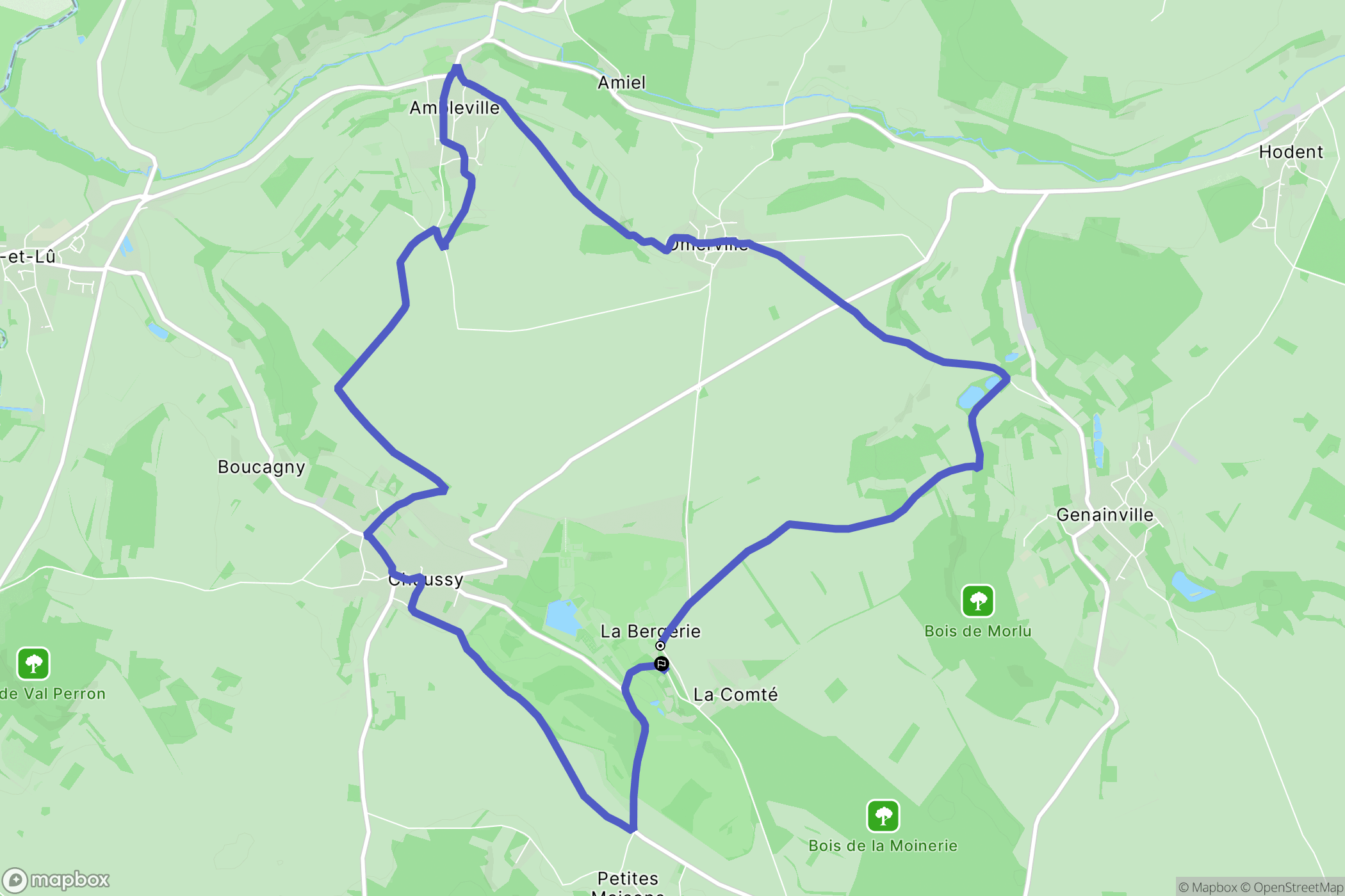 Chaussy : carte du parcours de randonnée - France