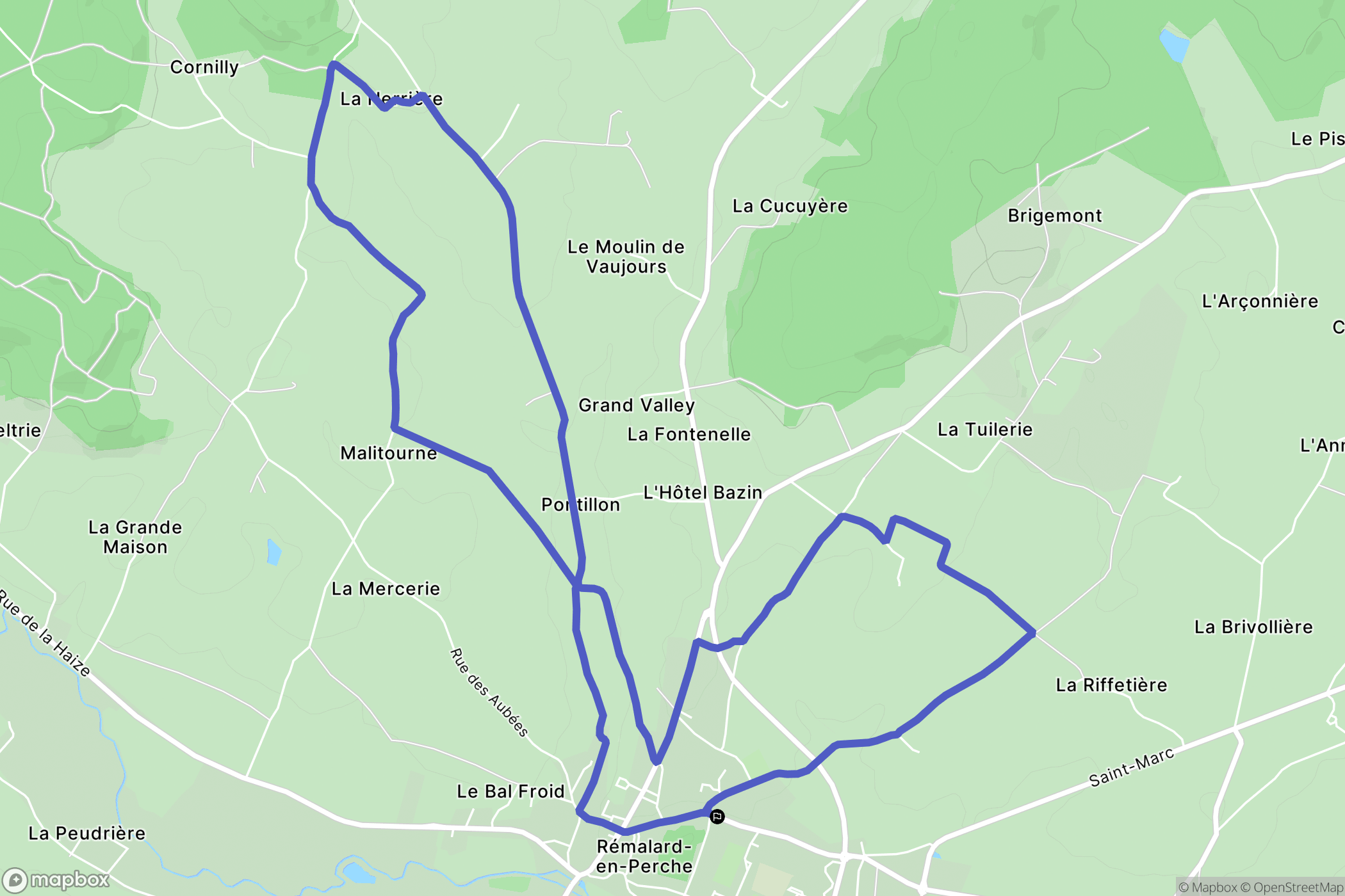 Rémalard en Perche : carte du parcours de randonnée - France