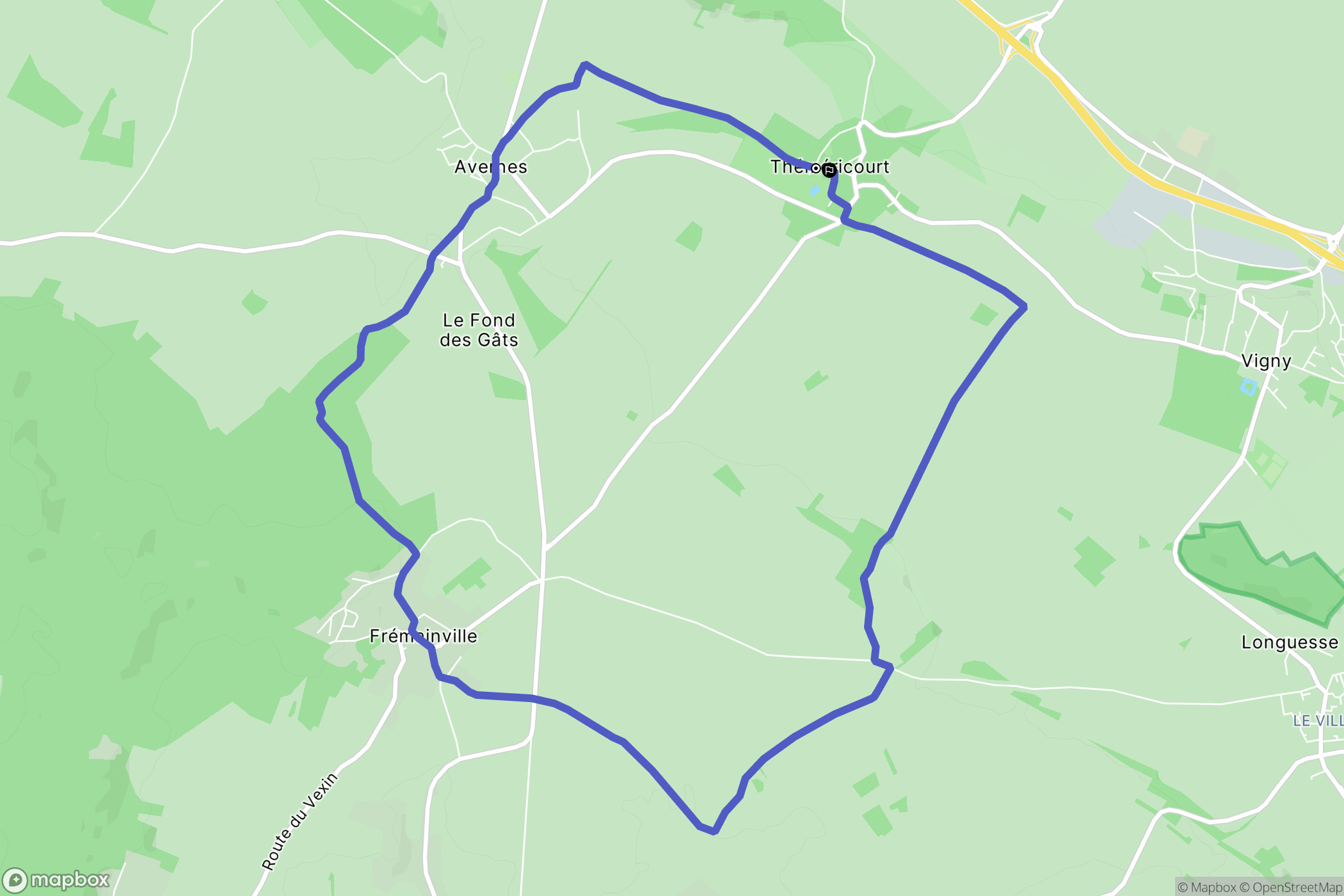 Théméricourt : carte du parcours de randonnée - France