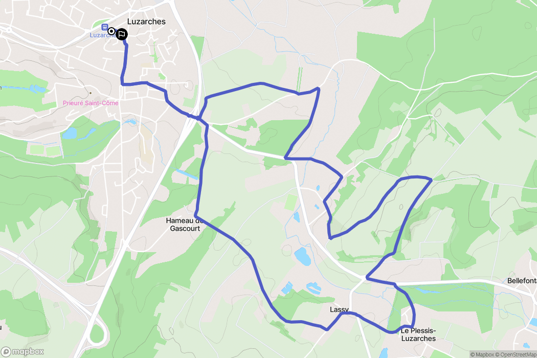 Luzarches : carte du parcours de randonnée - France