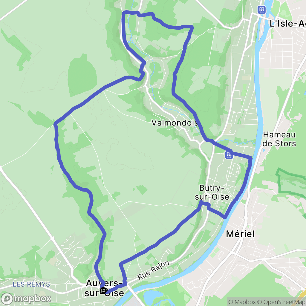 Auvers-sur-Oise : carte du parcours de randonnée - France