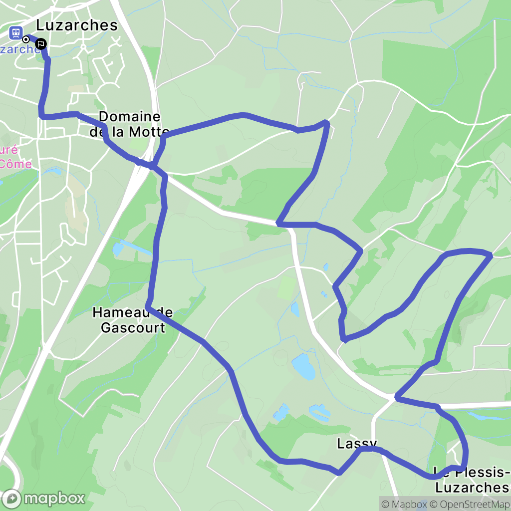 Luzarches : carte du parcours de randonnée - France