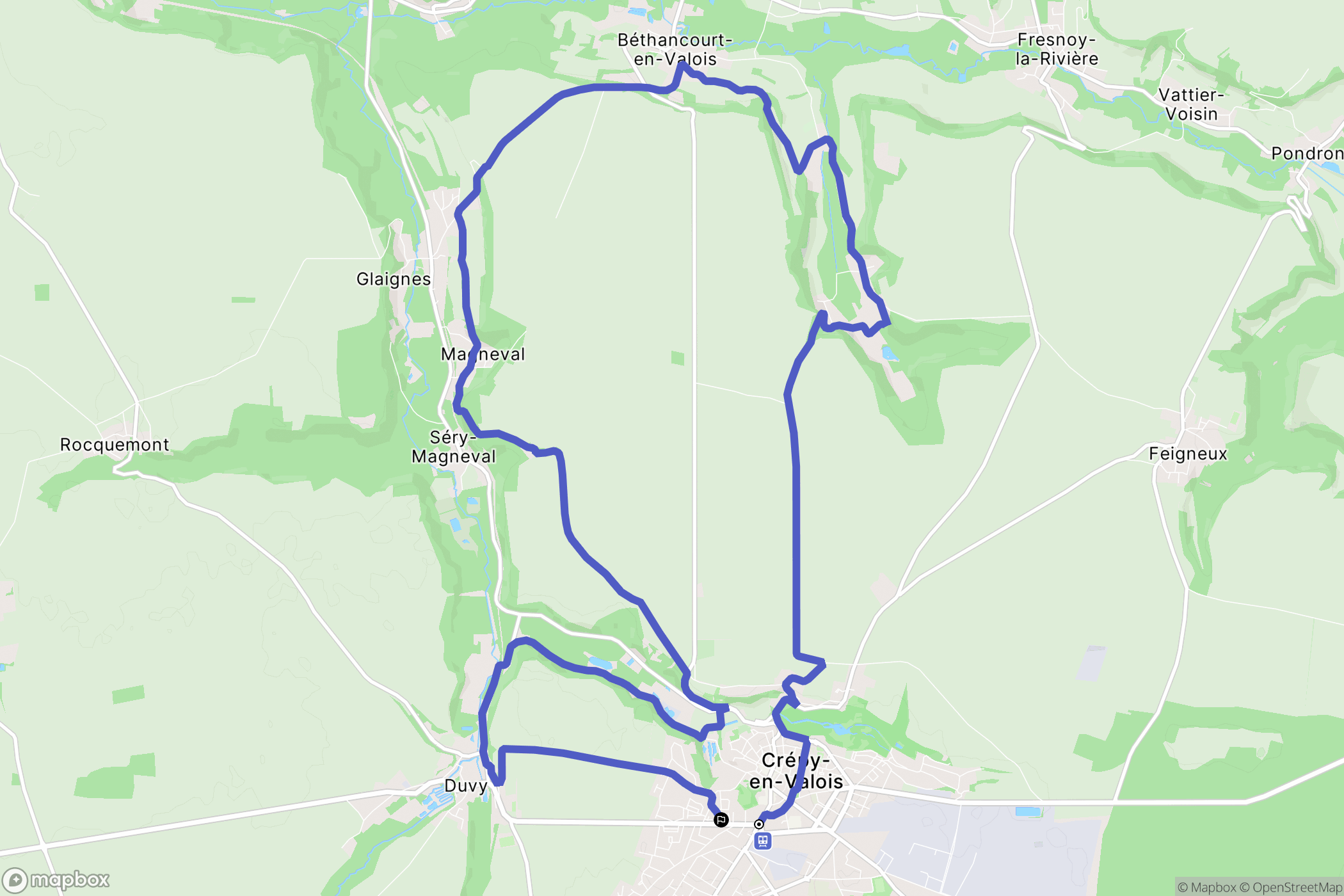 Crépy-en-Valois : carte du parcours de randonnée - France
