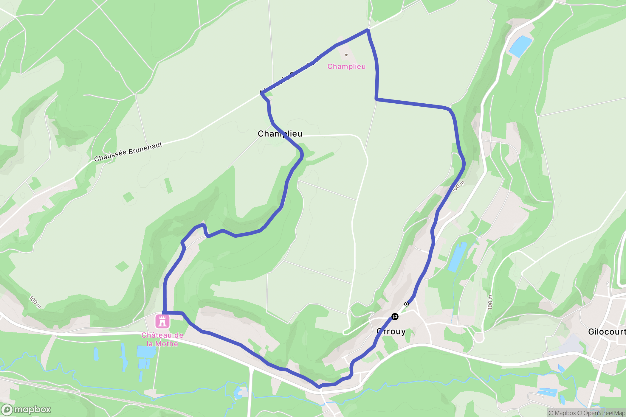 Orrouy : carte du parcours de randonnée - France