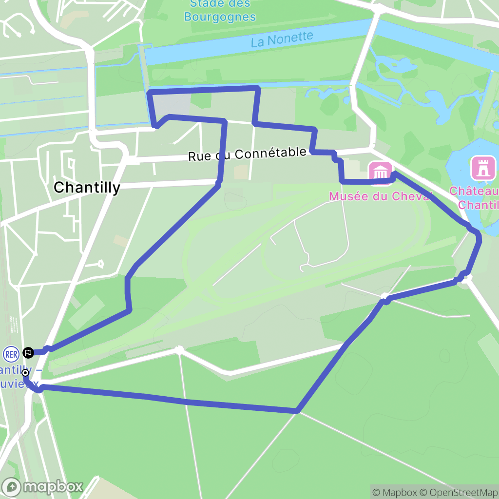 Chantilly : carte du parcours de randonnée - France