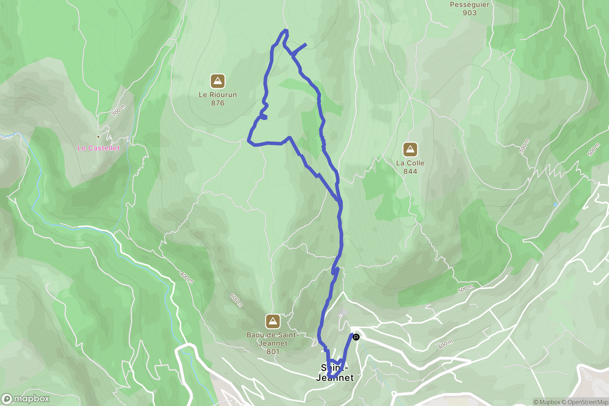 Saint-Jeannet : carte du parcours de randonnée - France
