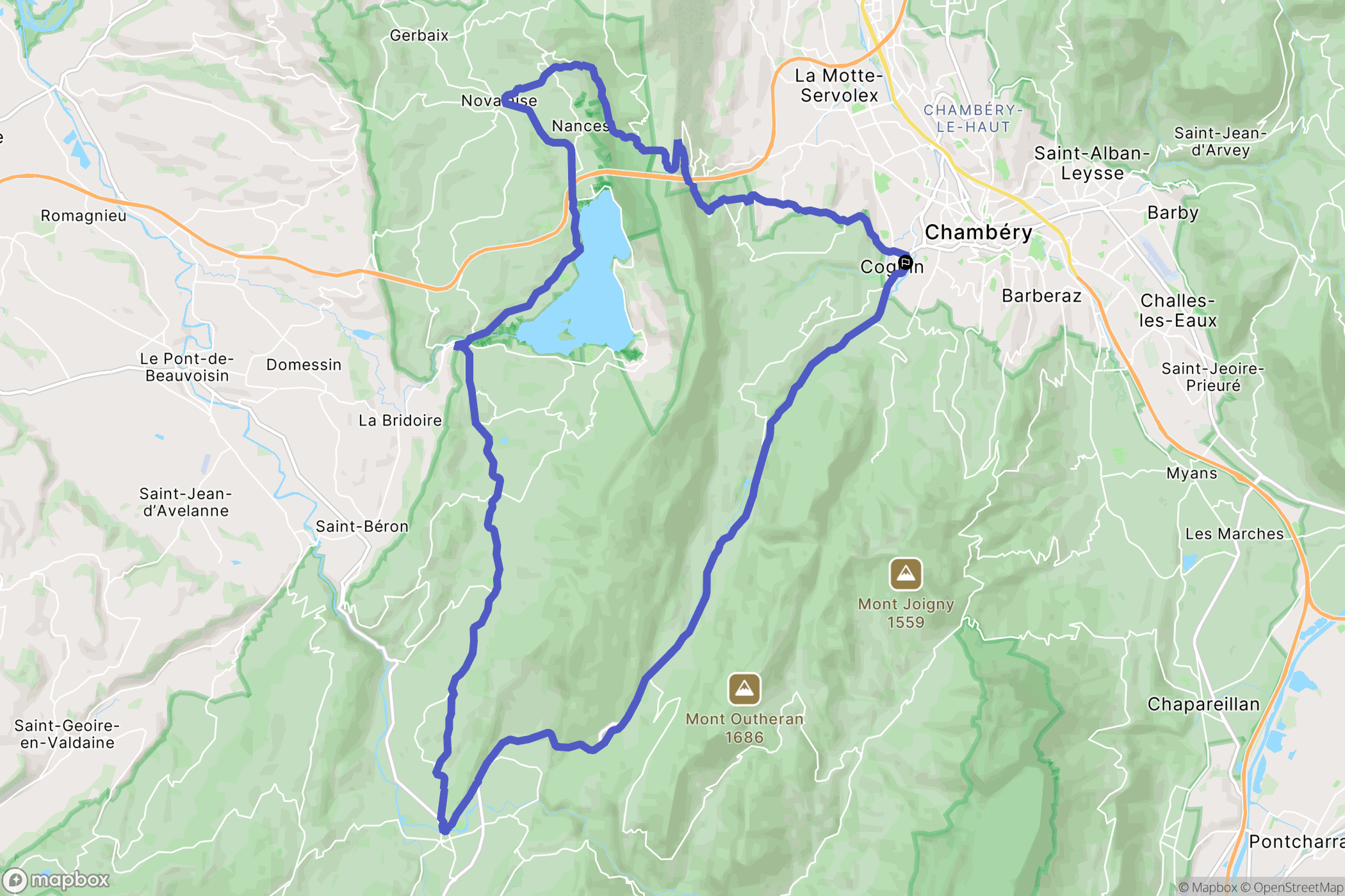 Chambery : carte du parcours de randonnée - France